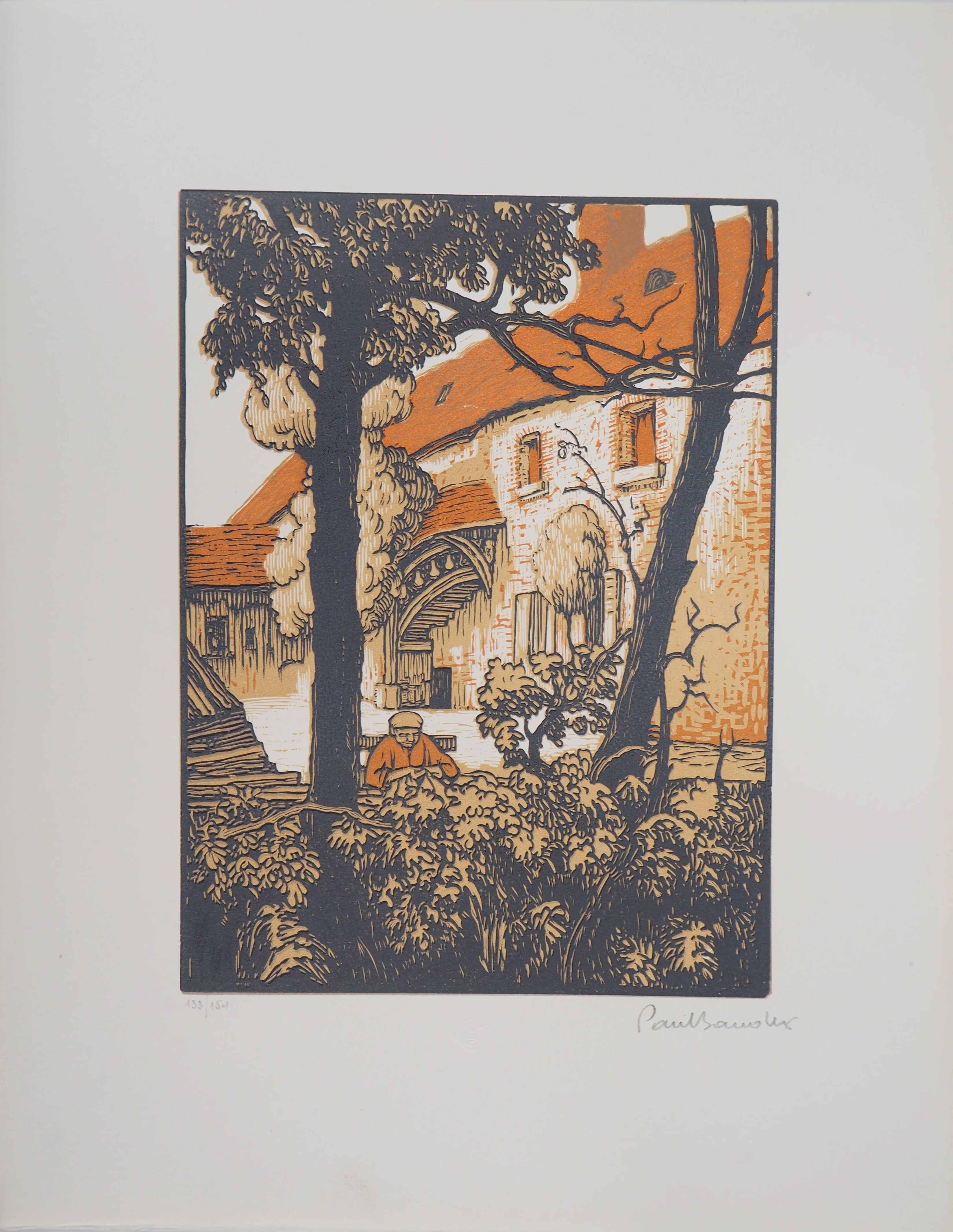 Paul BAUDIER : Vieille maison, Gravure sur bois originale signée - Image 3