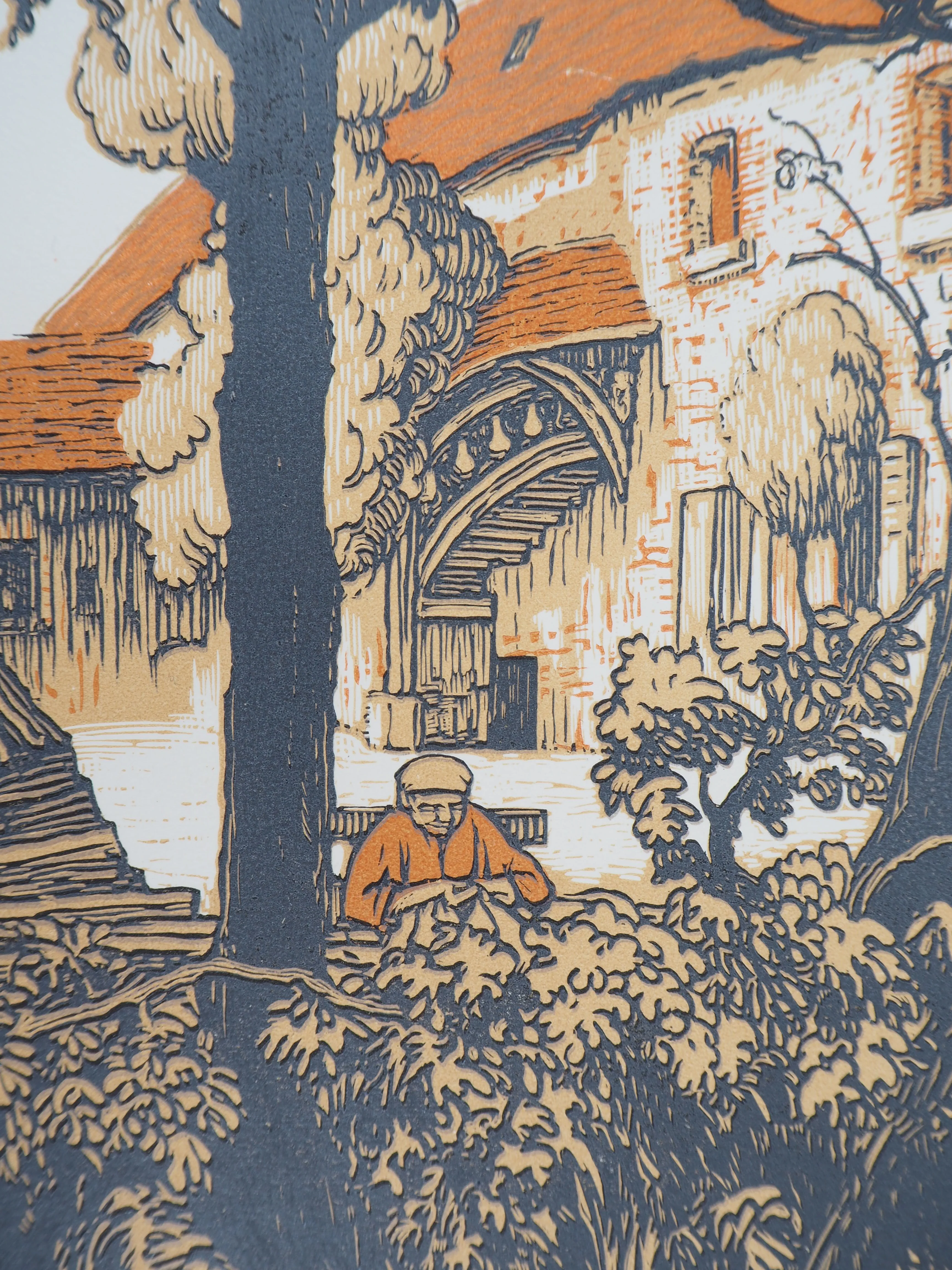 Paul BAUDIER : Vieille maison, Gravure sur bois originale signée - Image 5