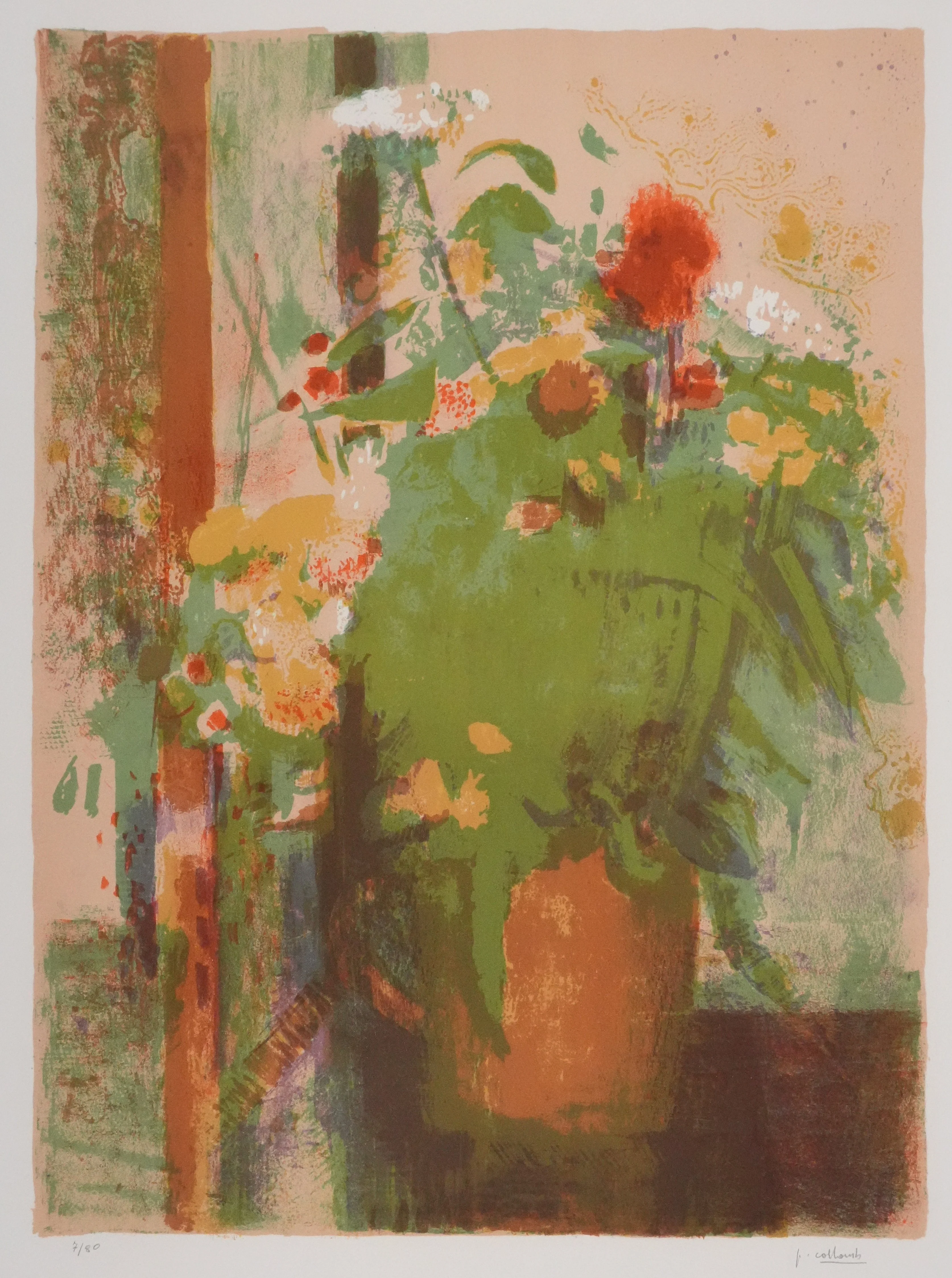 Paul COLLOMB : Bouquet à la fenêtre, Lithographie originale signée - Image 3