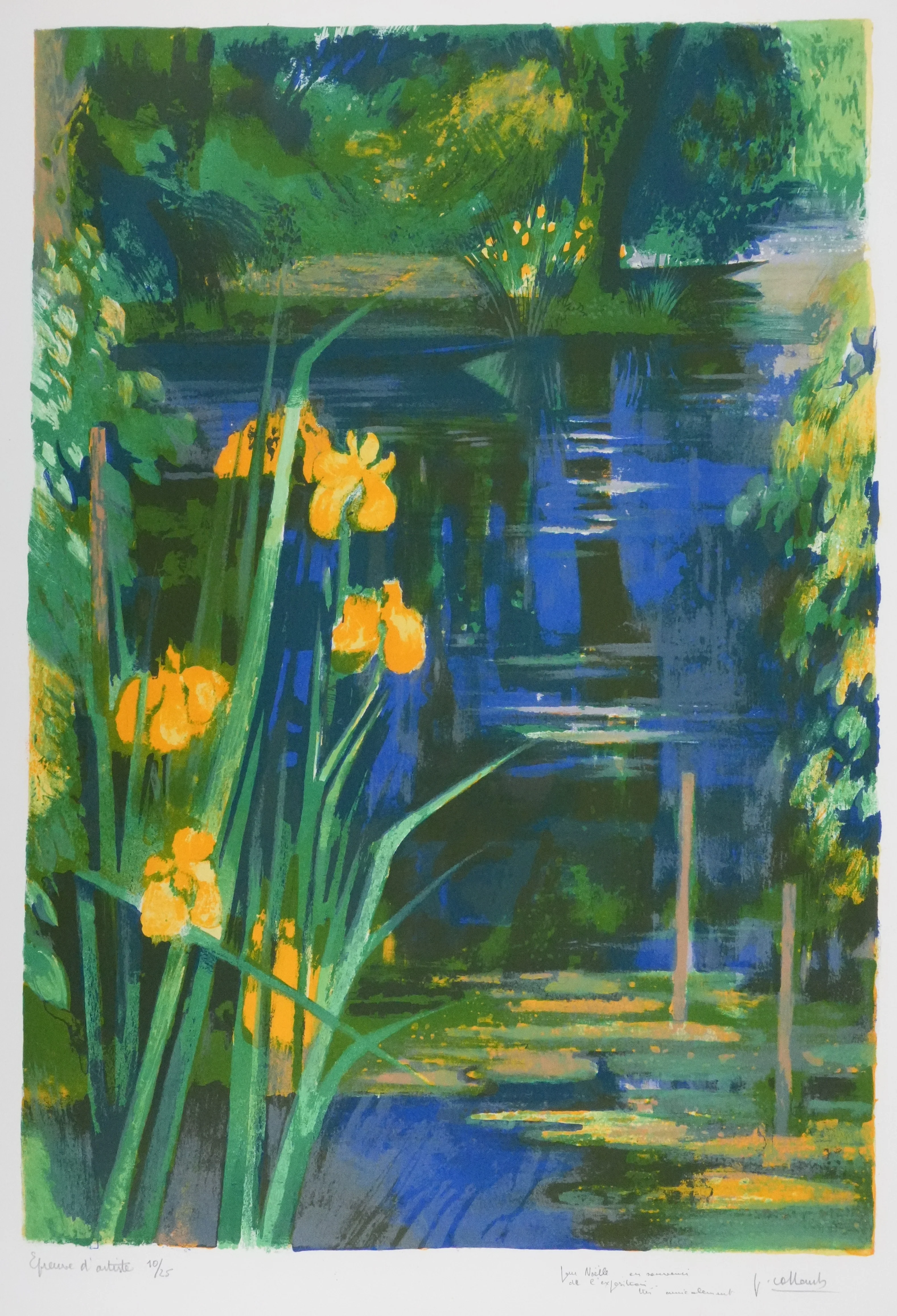 Paul COLLOMB : Les fleurs du lac, Lithographie originale signée - Image 3