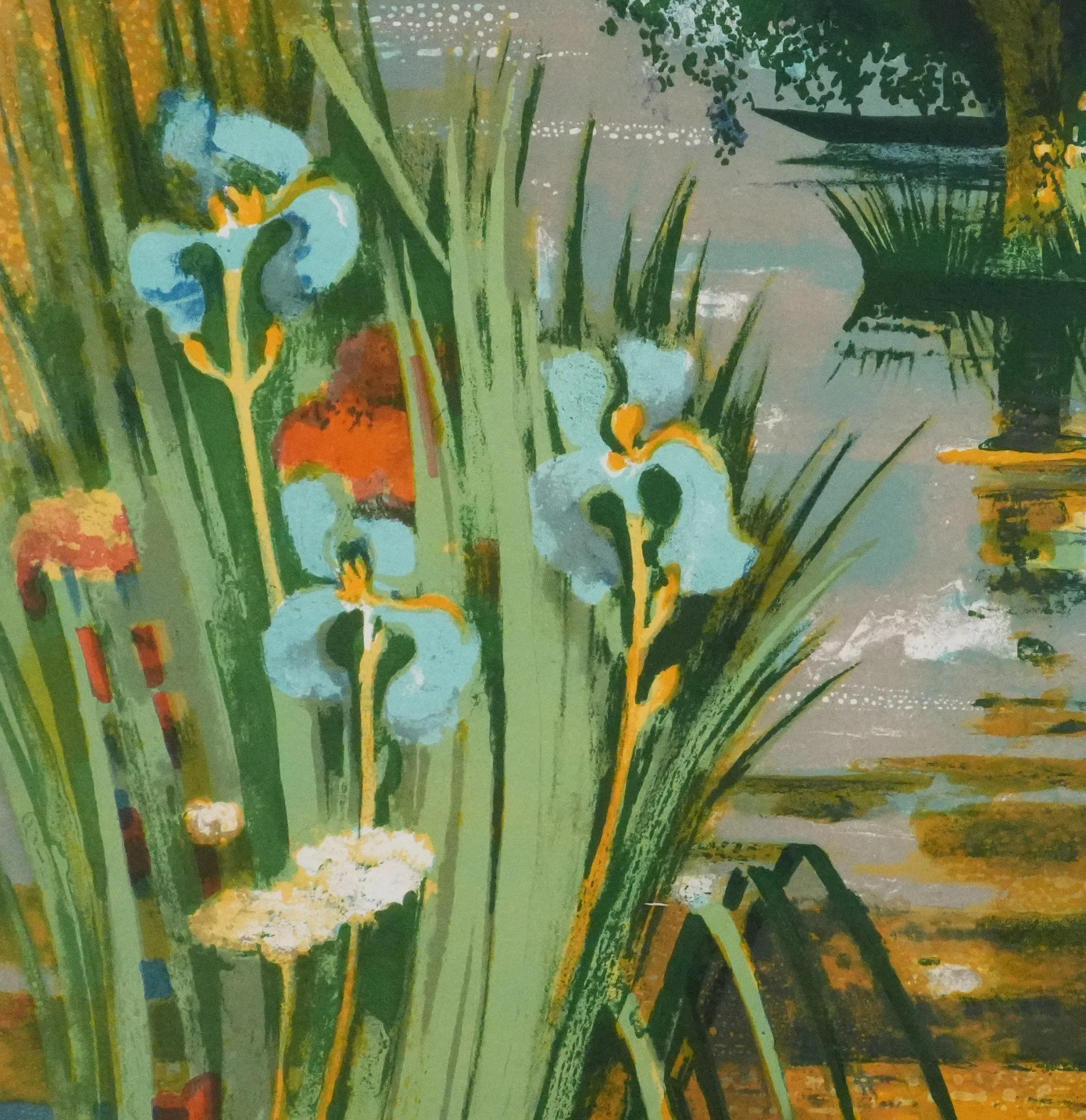 Paul COLLOMB : Les iris bleues, Lithographie originale signée - Image 5