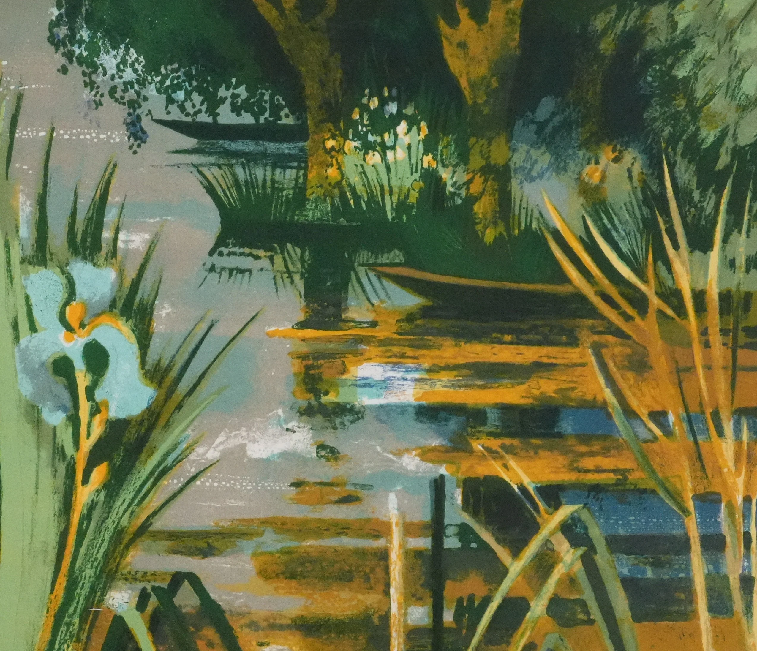 Paul COLLOMB : Les iris bleues, Lithographie originale signée - Image 6