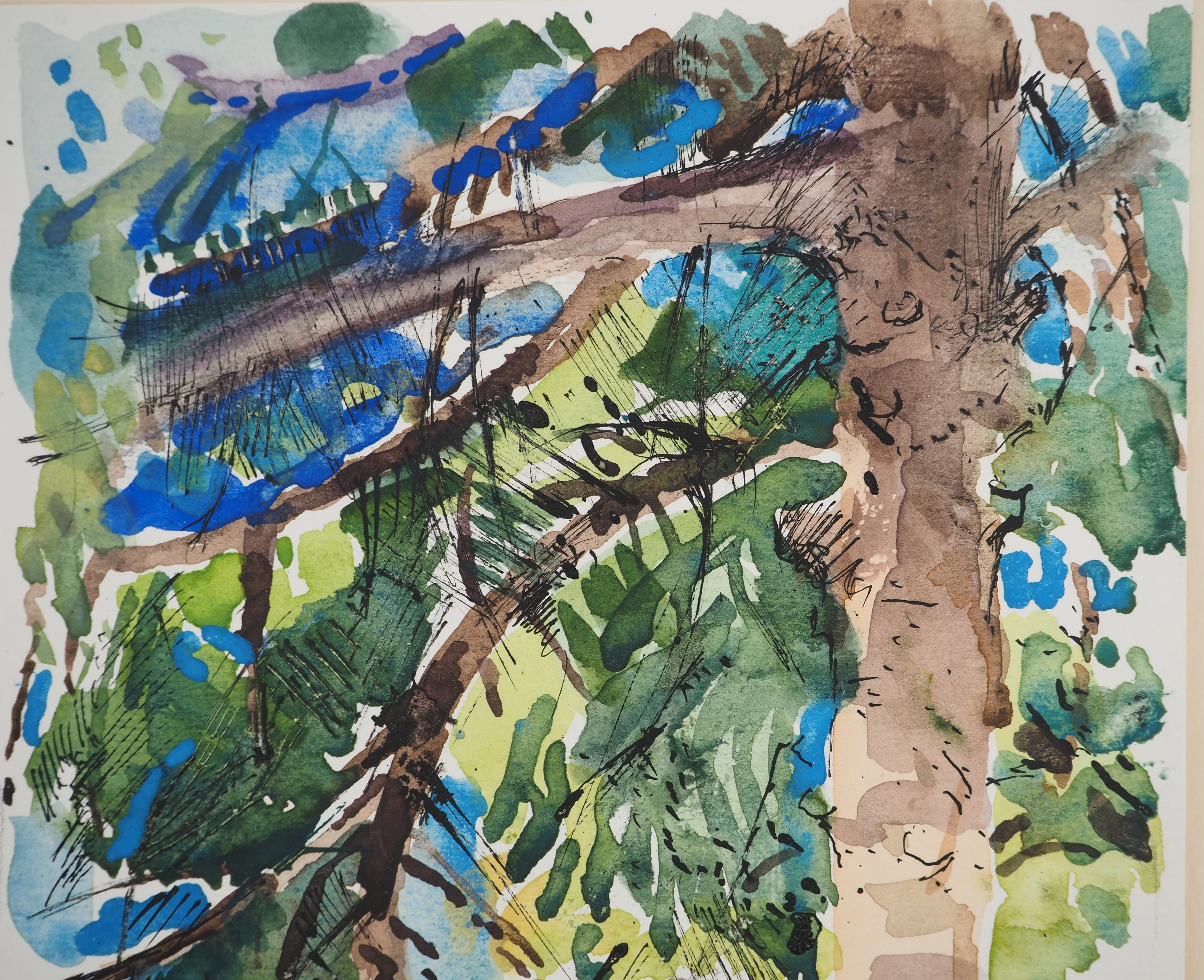 Paul COLLOMB : Maison en forêt, Aquarelle originale signée - Image 4
