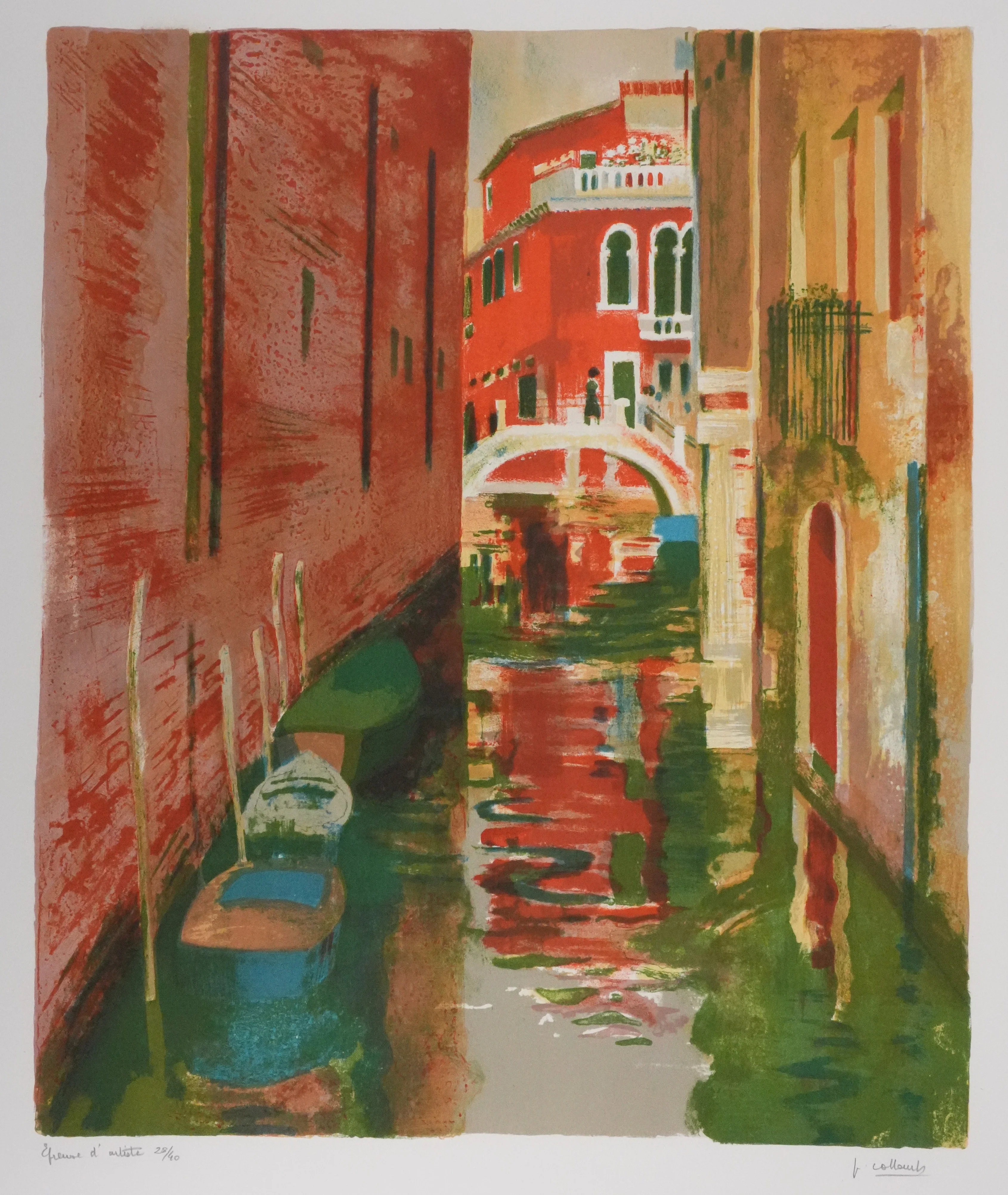 Paul COLLOMB : Venise, Le grand mur rose, Lithographie originale signée - Image 3