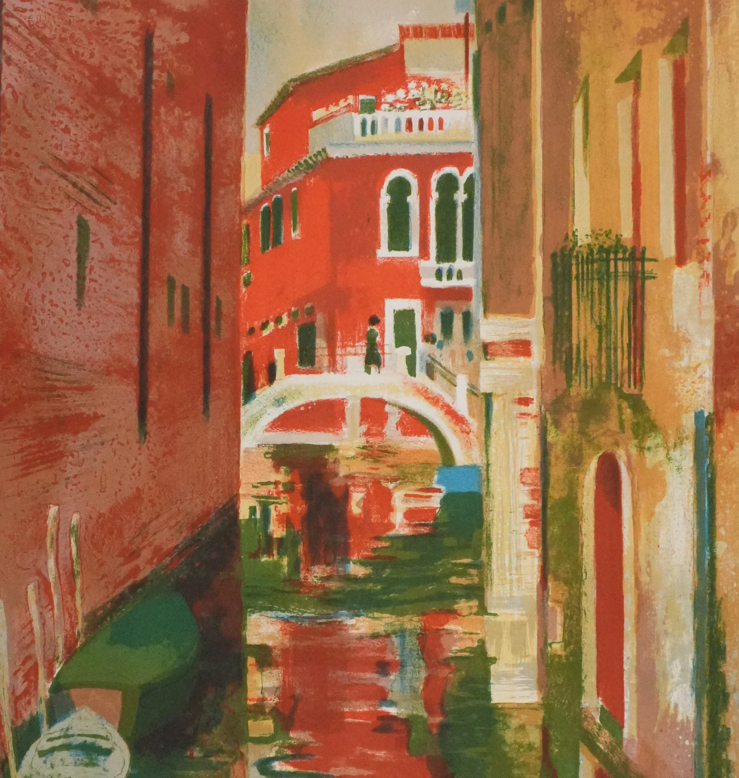 Paul COLLOMB : Venise, Le grand mur rose, Lithographie originale signée - Image 5