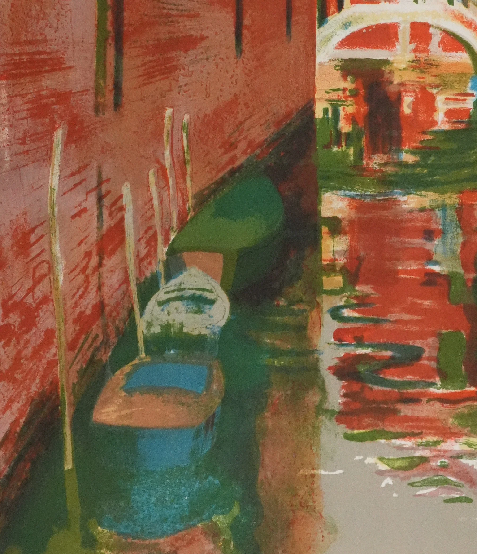 Paul COLLOMB : Venise, Le grand mur rose, Lithographie originale signée - Image 6