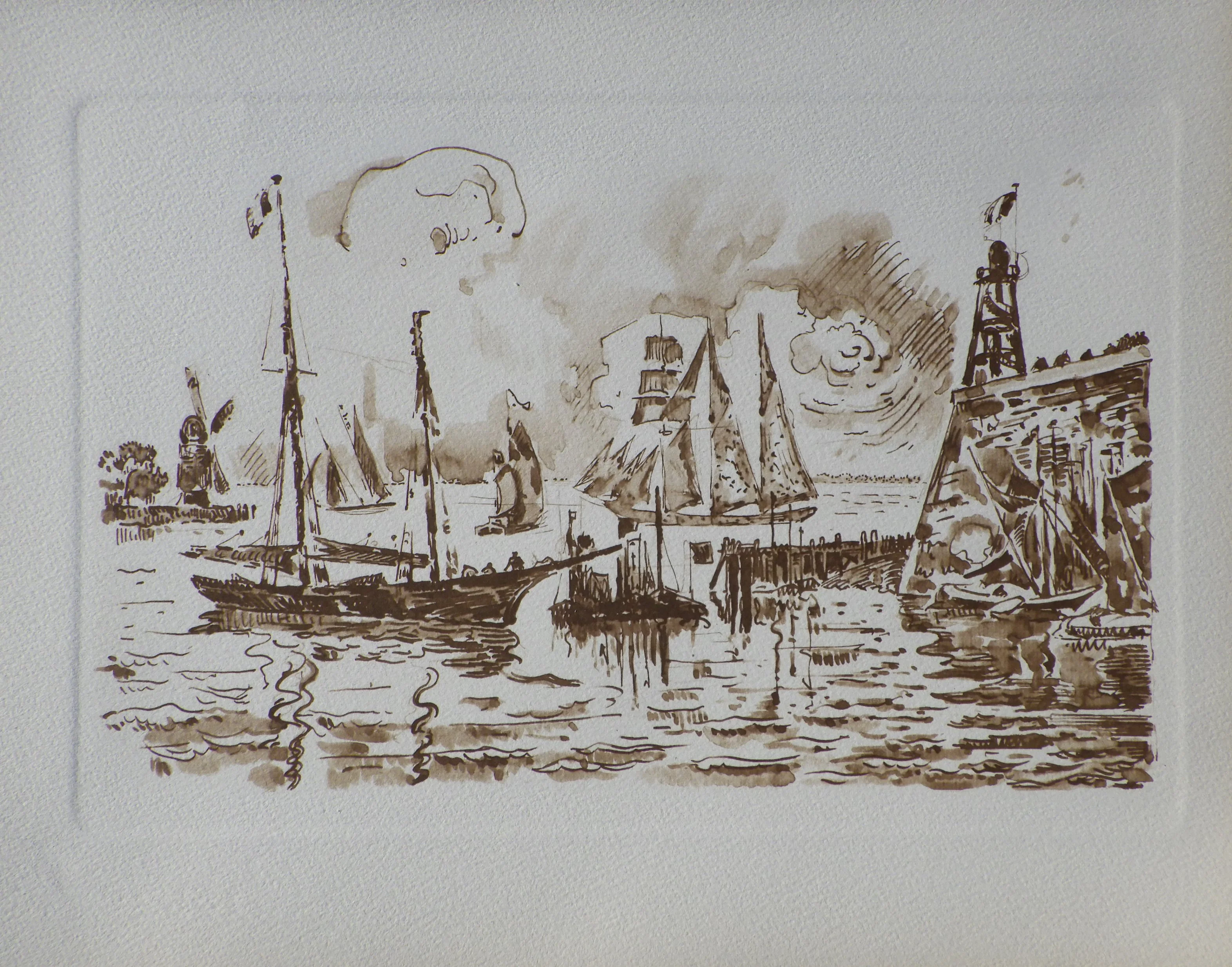 Paul SIGNAC : Voiliers à Flessinghe, Gravure