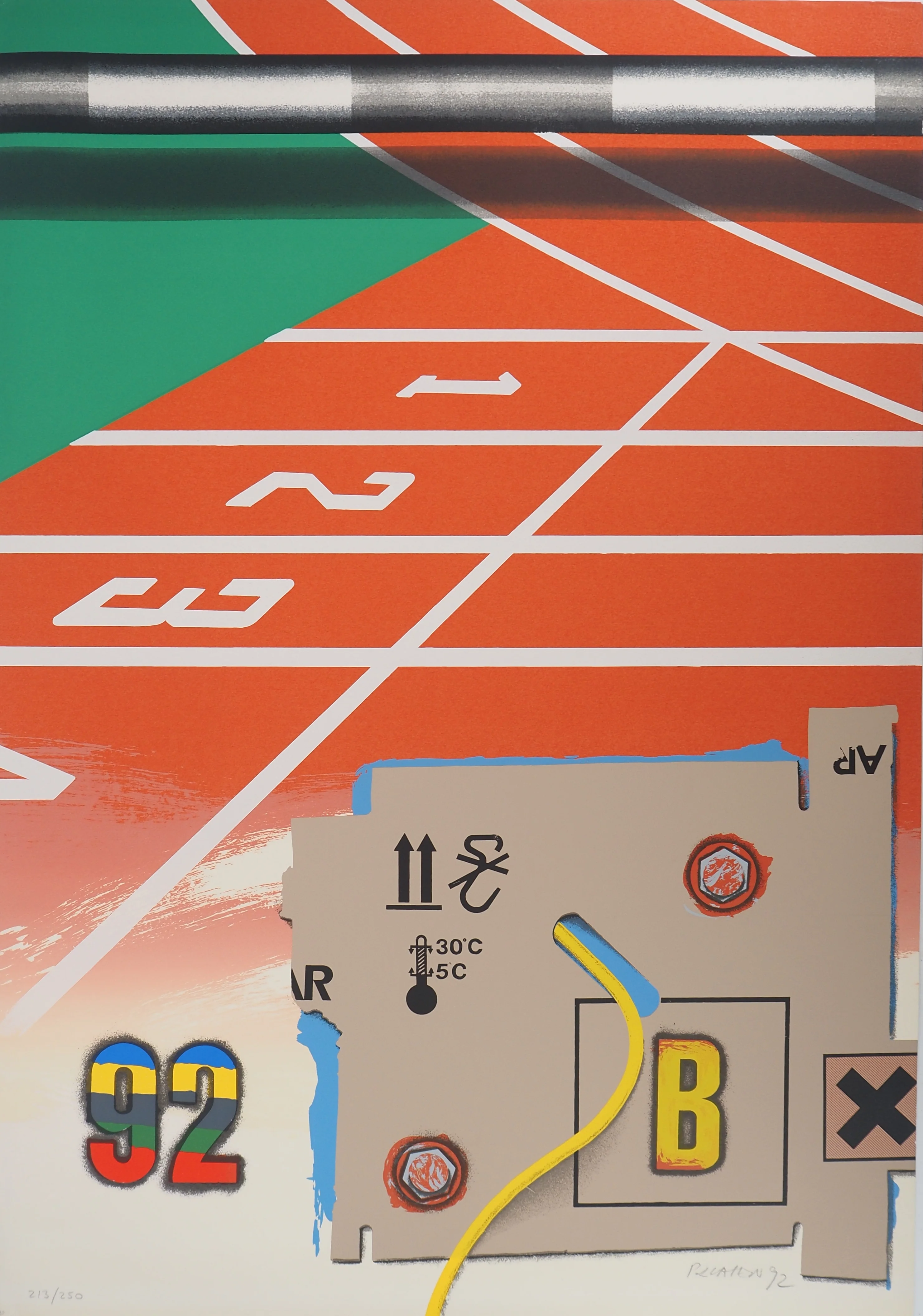 Peter KLASEN : Athlétisme, La piste du 100m, Lithographie originale signée