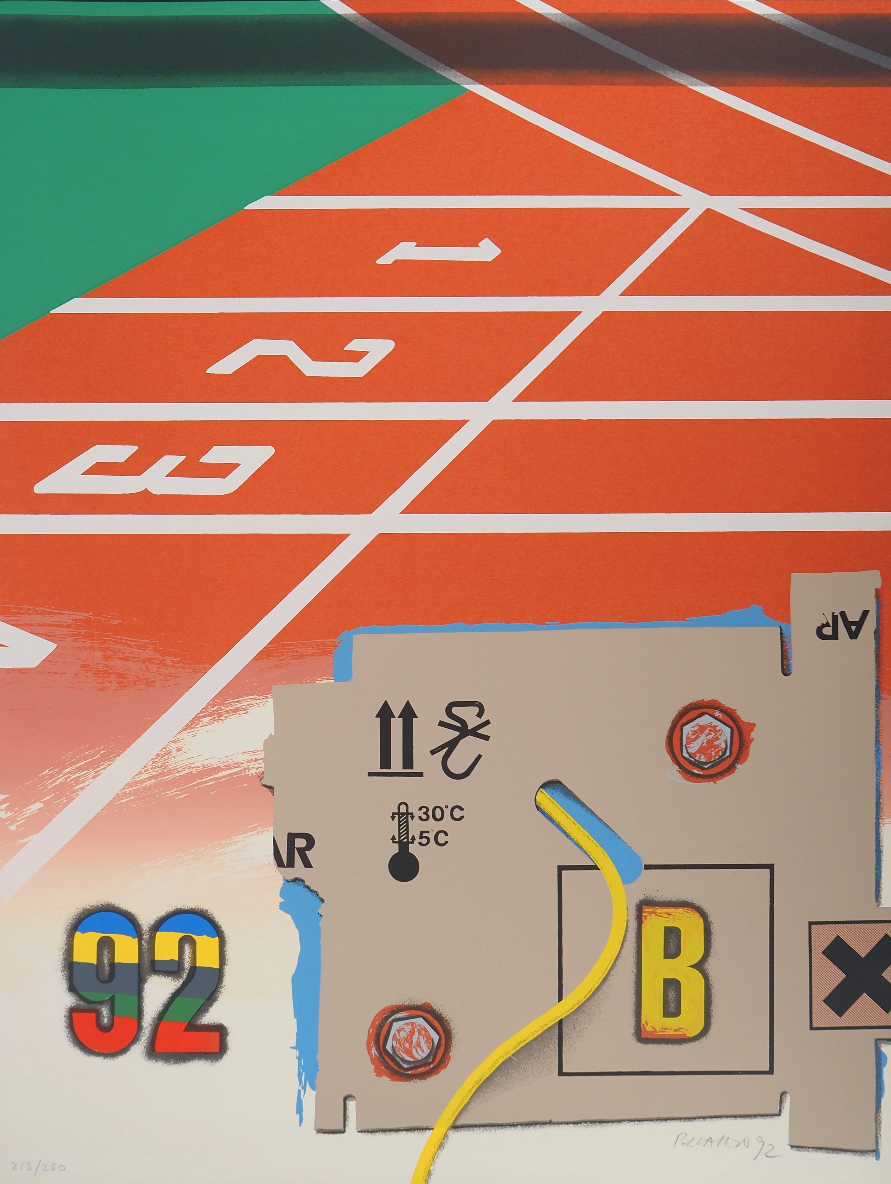 Peter KLASEN : Athlétisme, La piste du 100m, Lithographie originale signée - Image 3