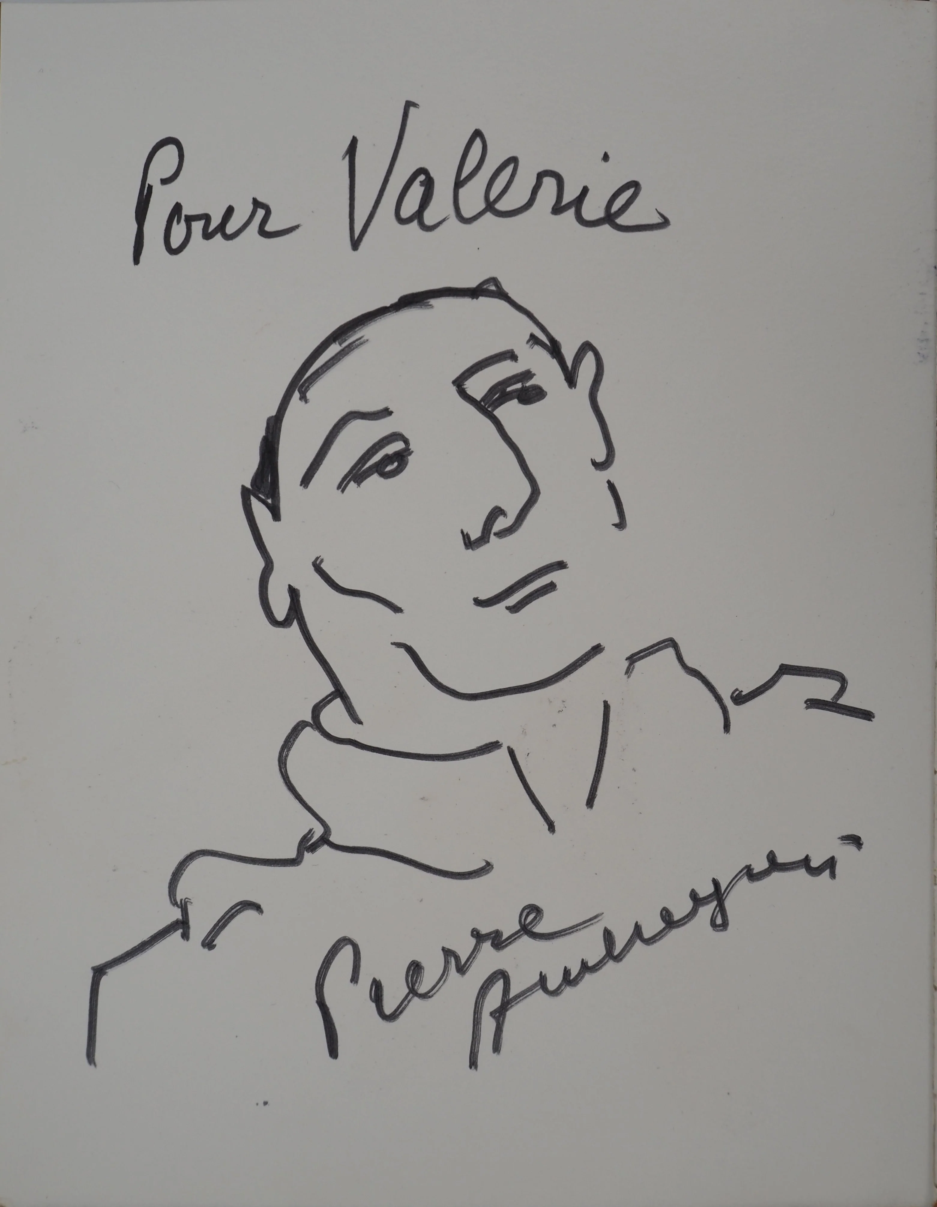 Pierre AMBROGIANI : Homme pensif, Dessin original signé