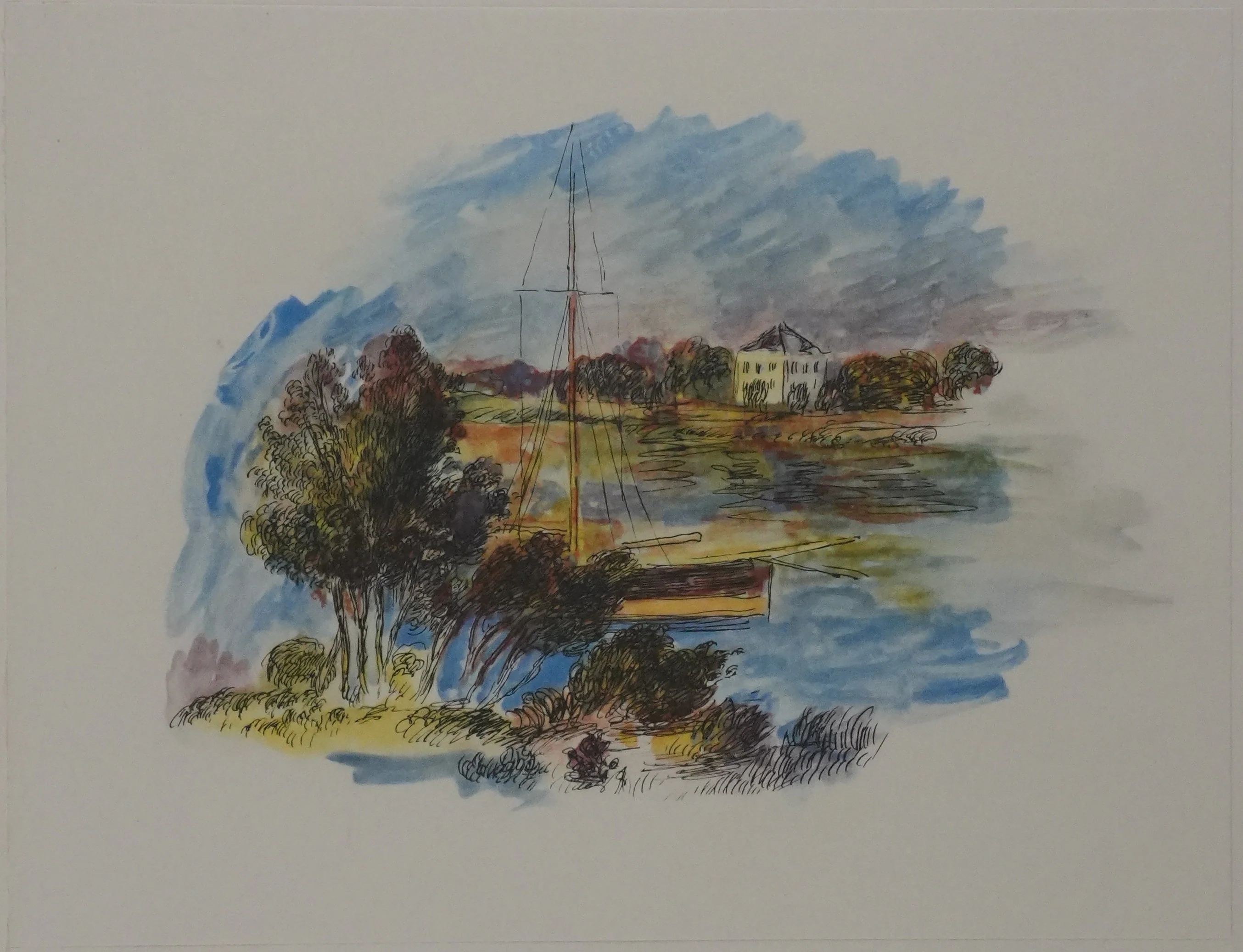 Pierre-Auguste RENOIR : Le lac d'Avray, Lithographie
