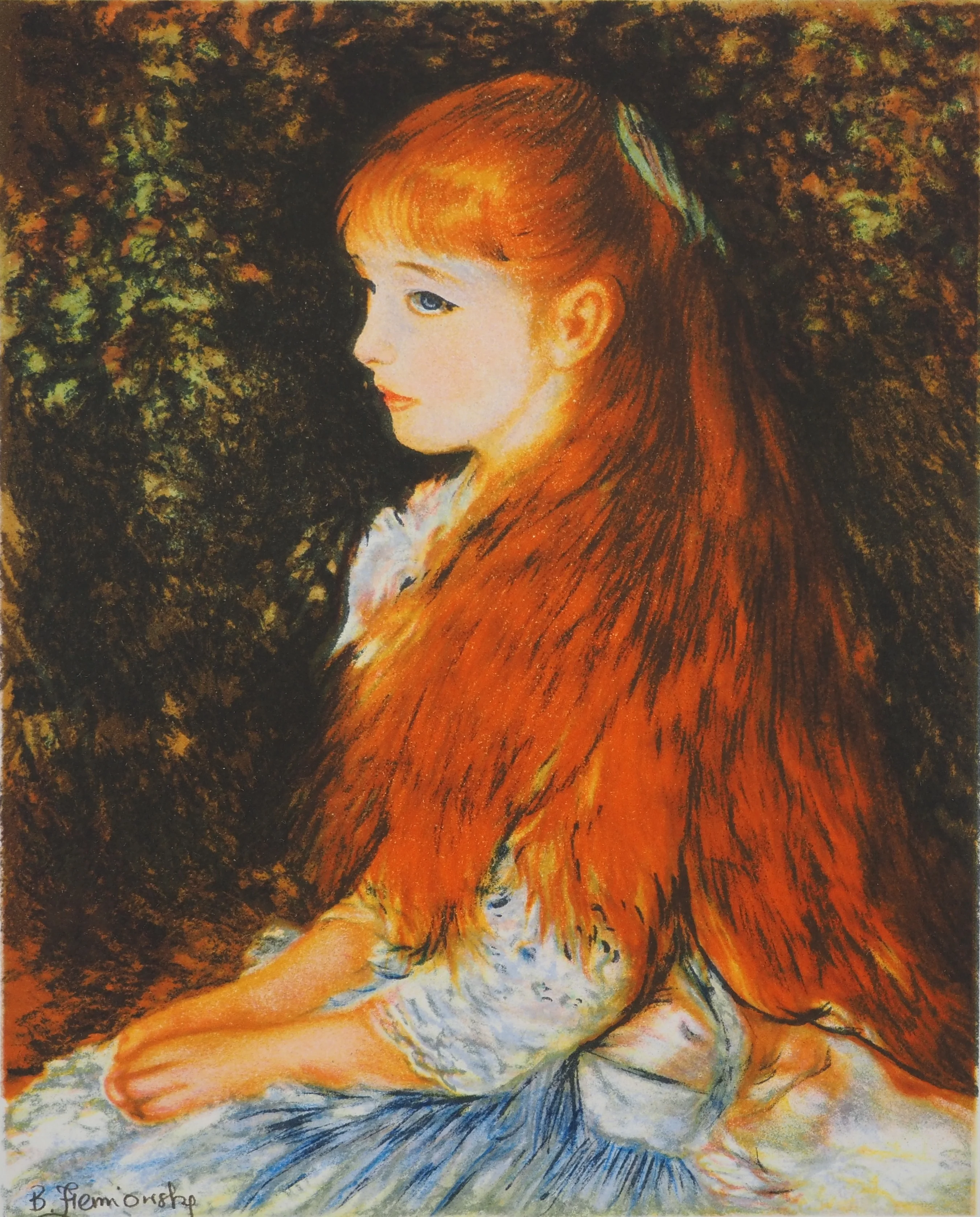 Pierre-Auguste RENOIR : Portrait de jeune fille rousse, Lithographie signée - Image 3