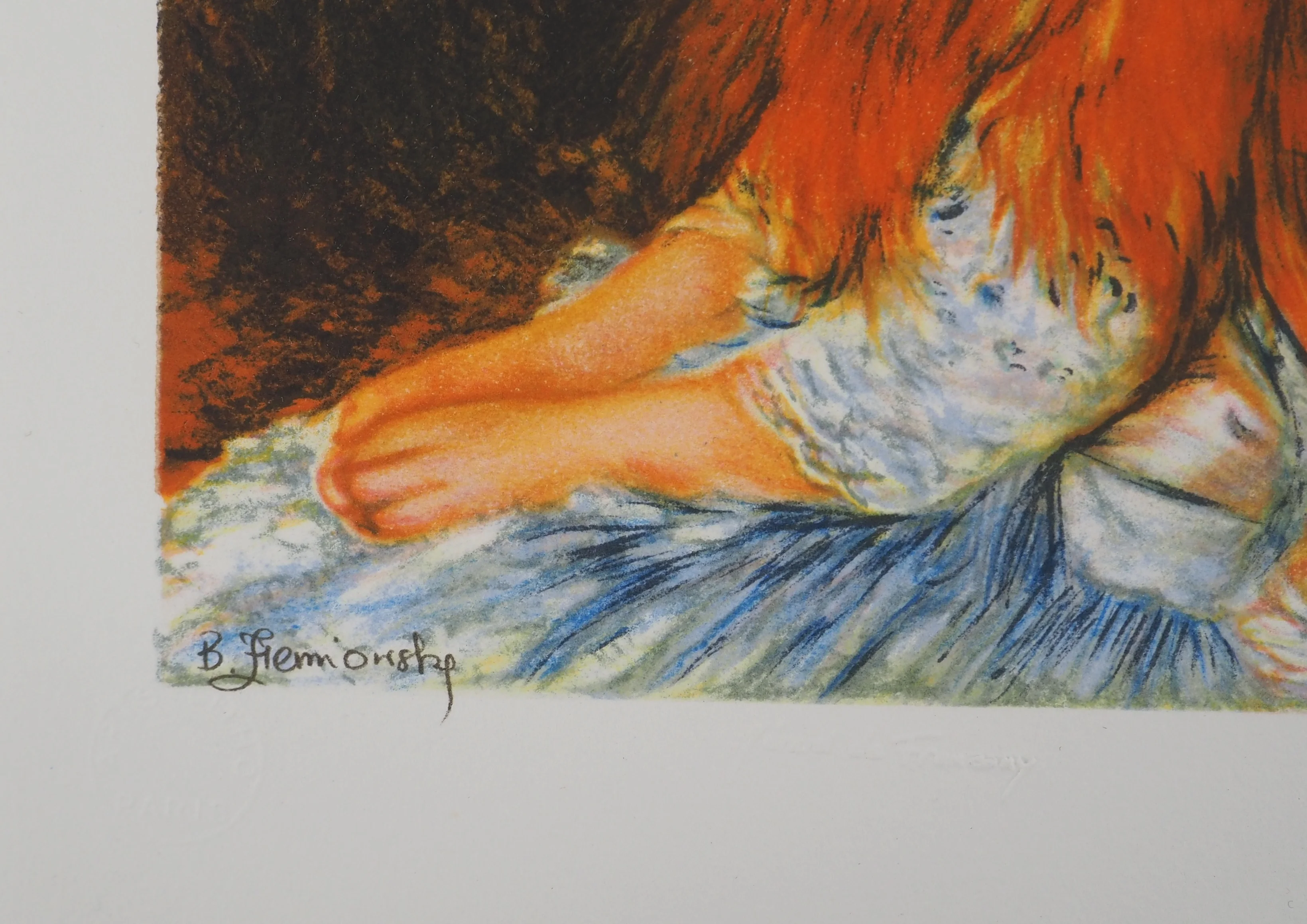 Pierre-Auguste RENOIR : Portrait de jeune fille rousse, Lithographie signée - Image 5