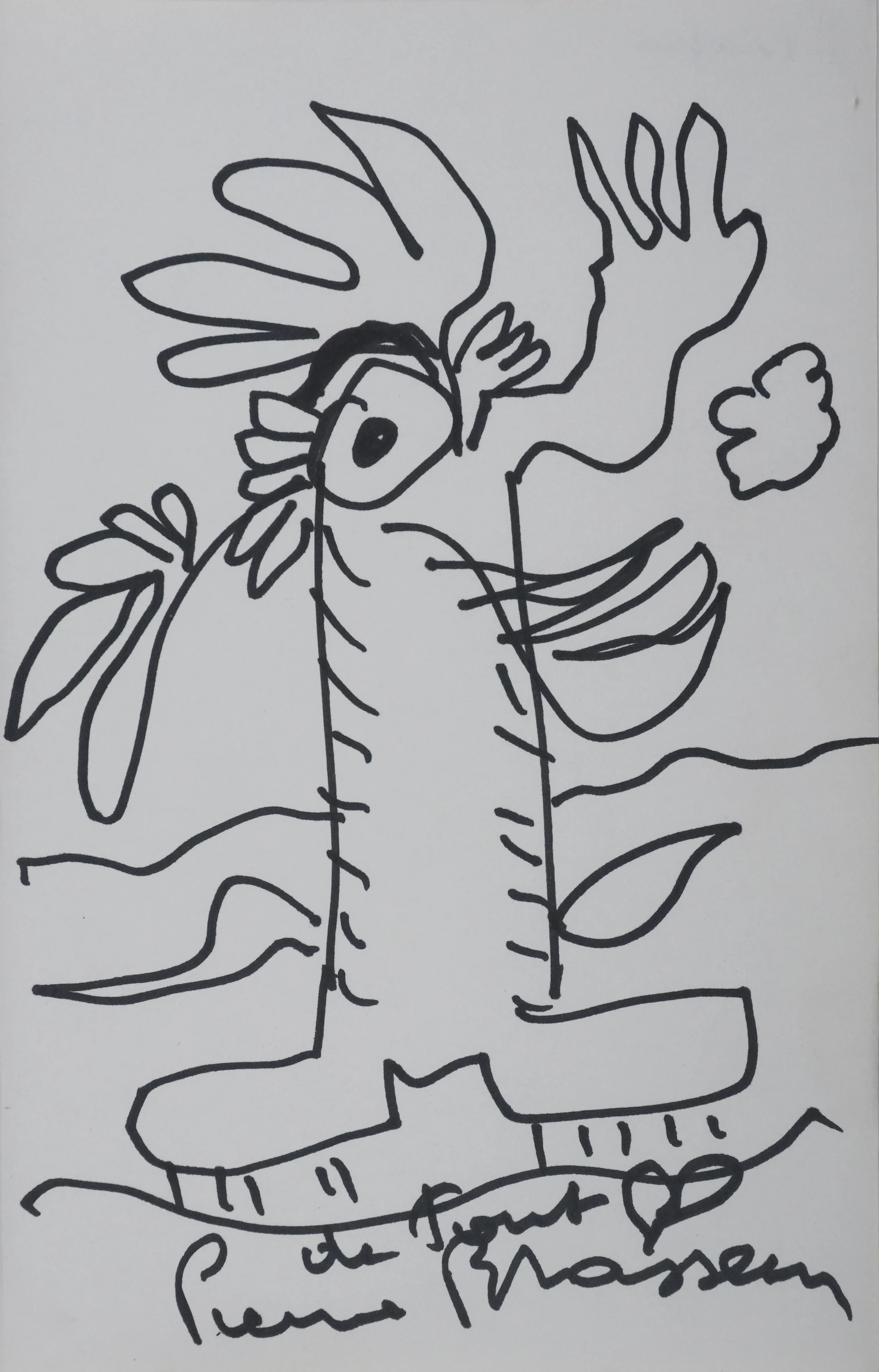 Pierre BRASSEUR : L'arbre à l'oeil, Autographe et dessin original signé