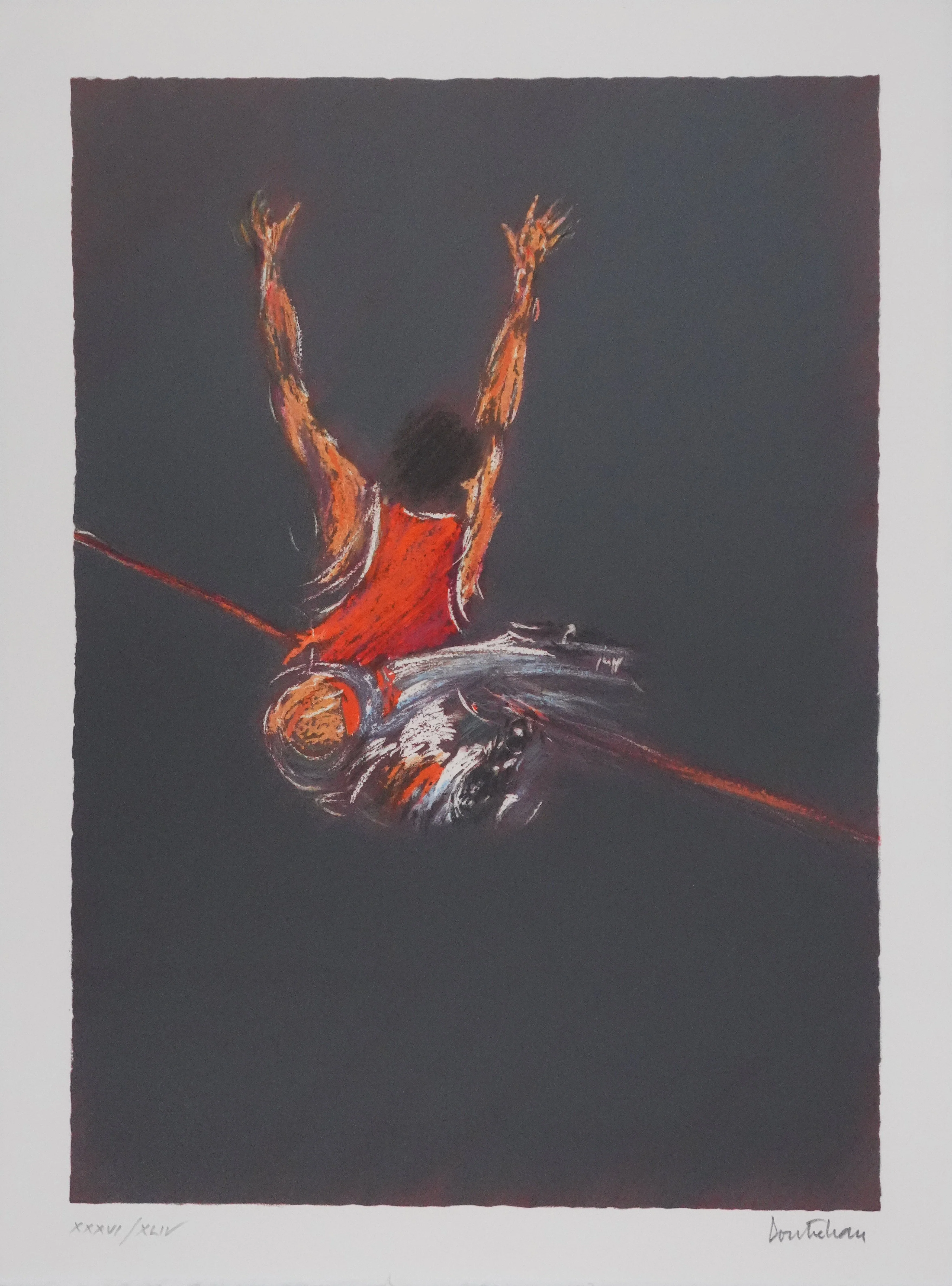 Pierre DOUTRELEAU : Le saut, Lithographie originale signée
