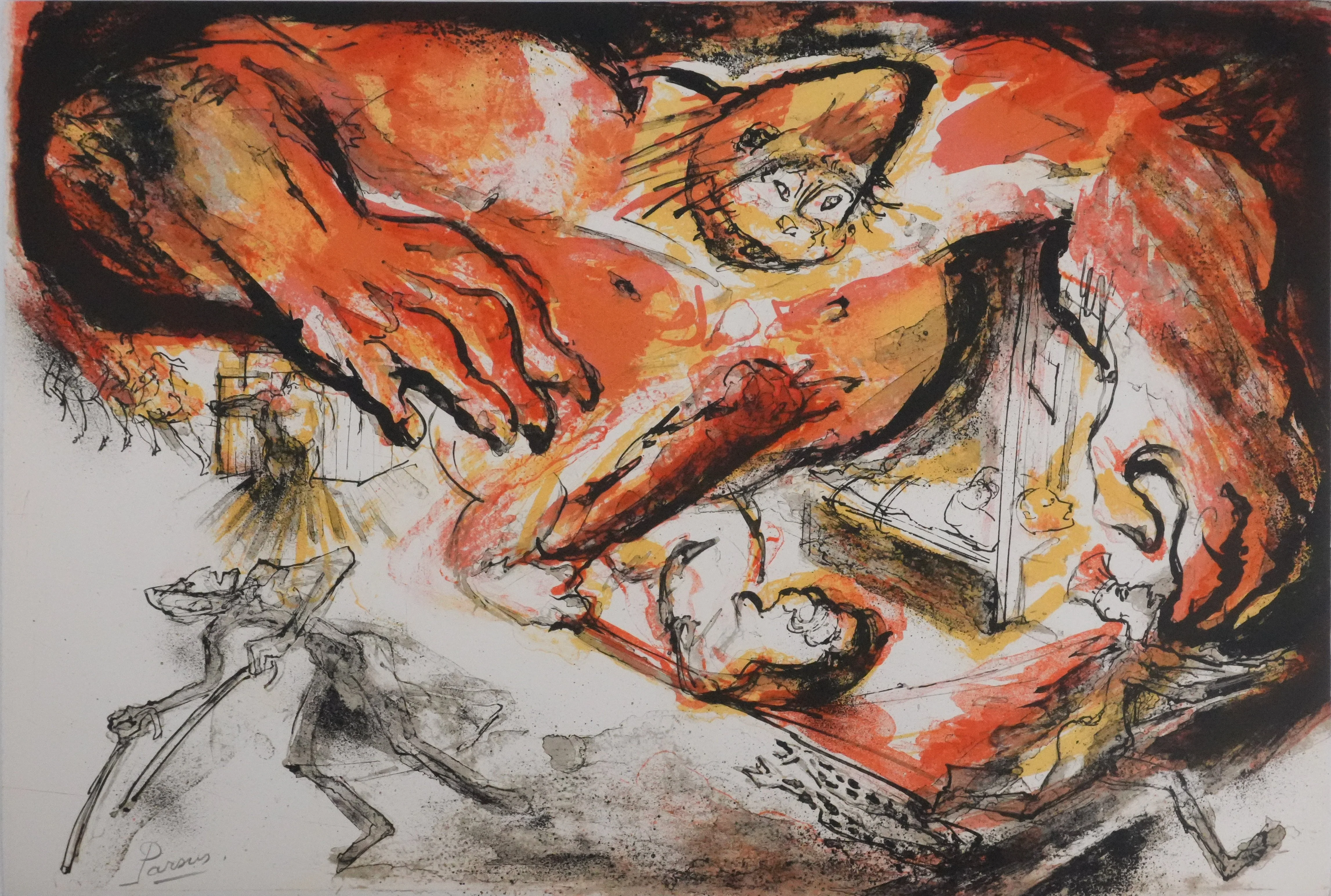 Pierre PARSUS : Brassens, Le gorille, Lithographie originale signée