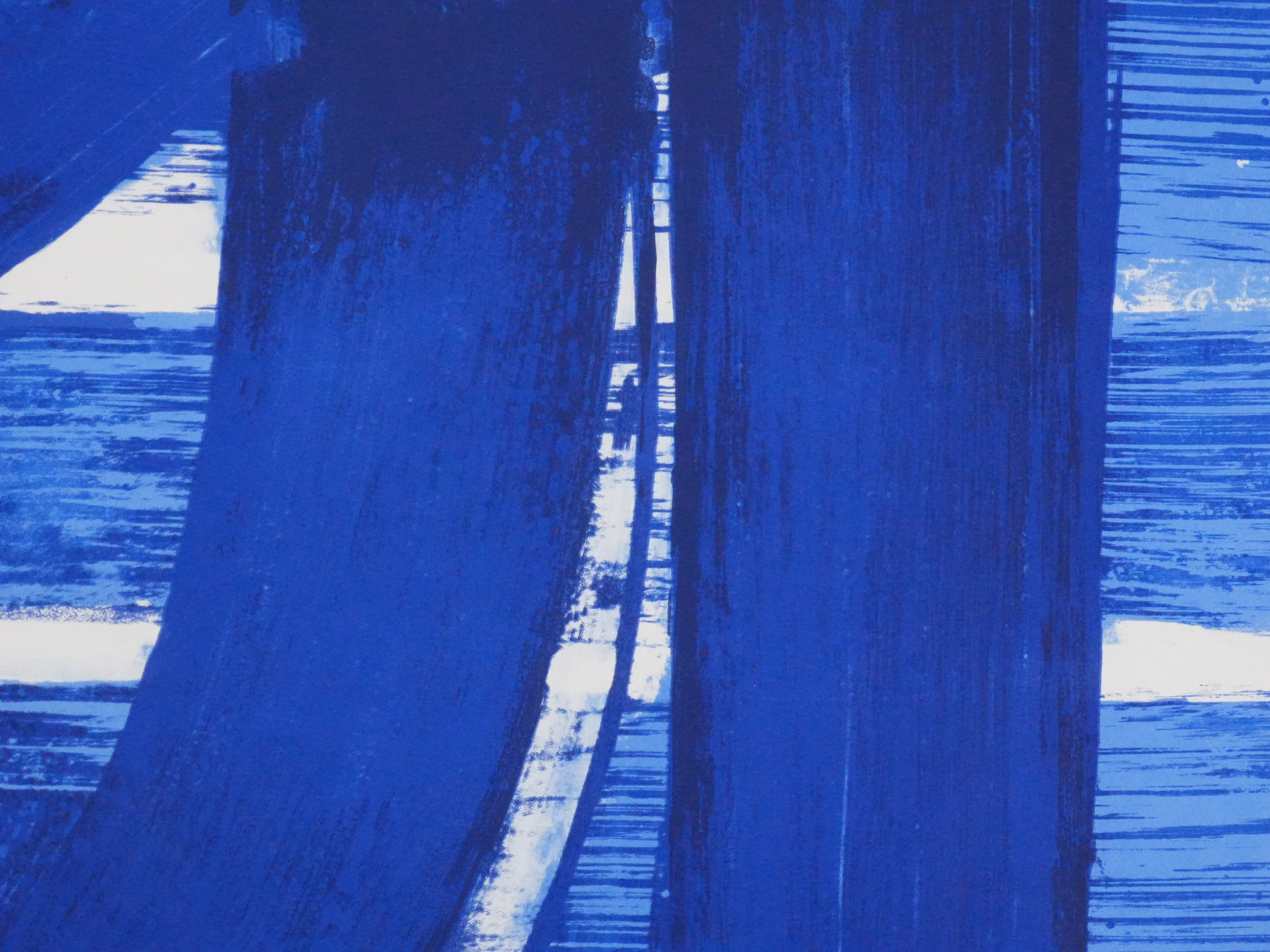 Pierre SOULAGES : Abstraction en bleu, Lithographie originale - Image 6