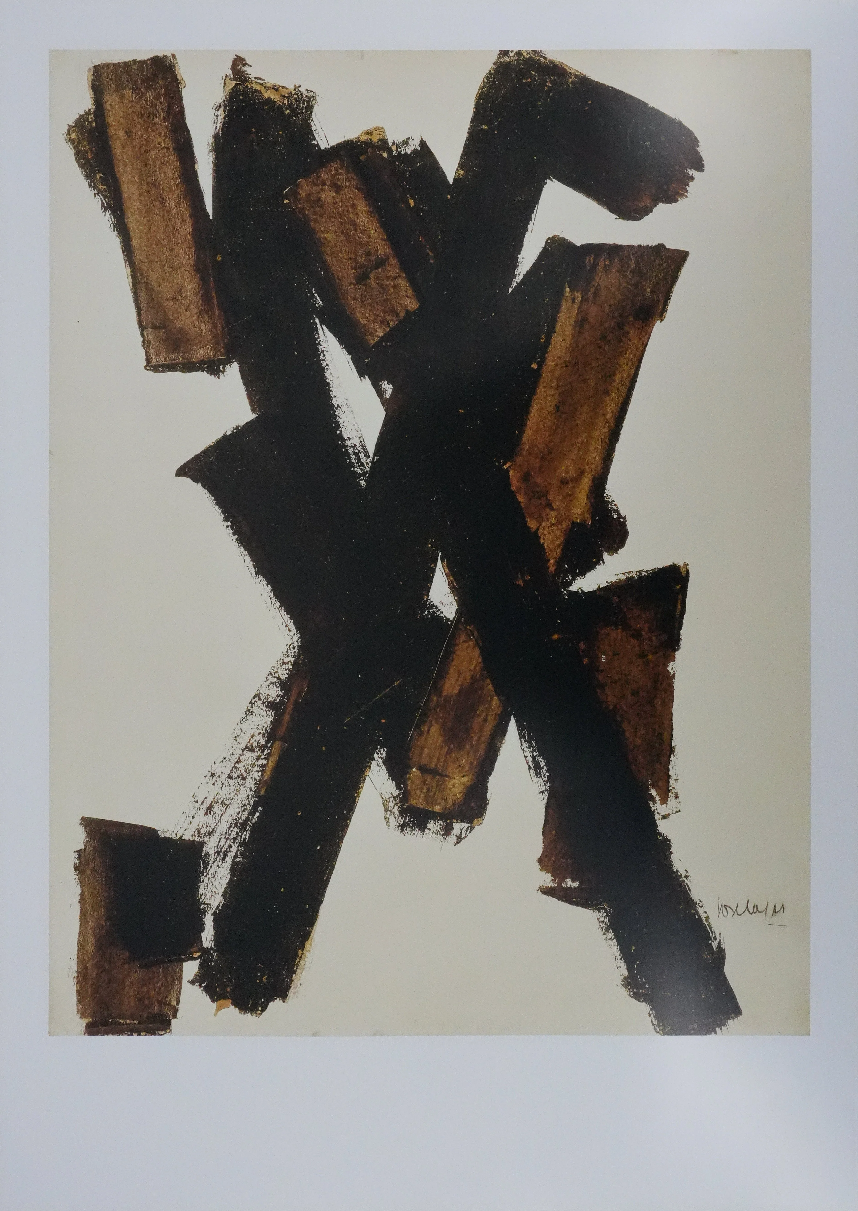 Pierre Soulages : Brou de noix sur papier 1950, Affiche originale