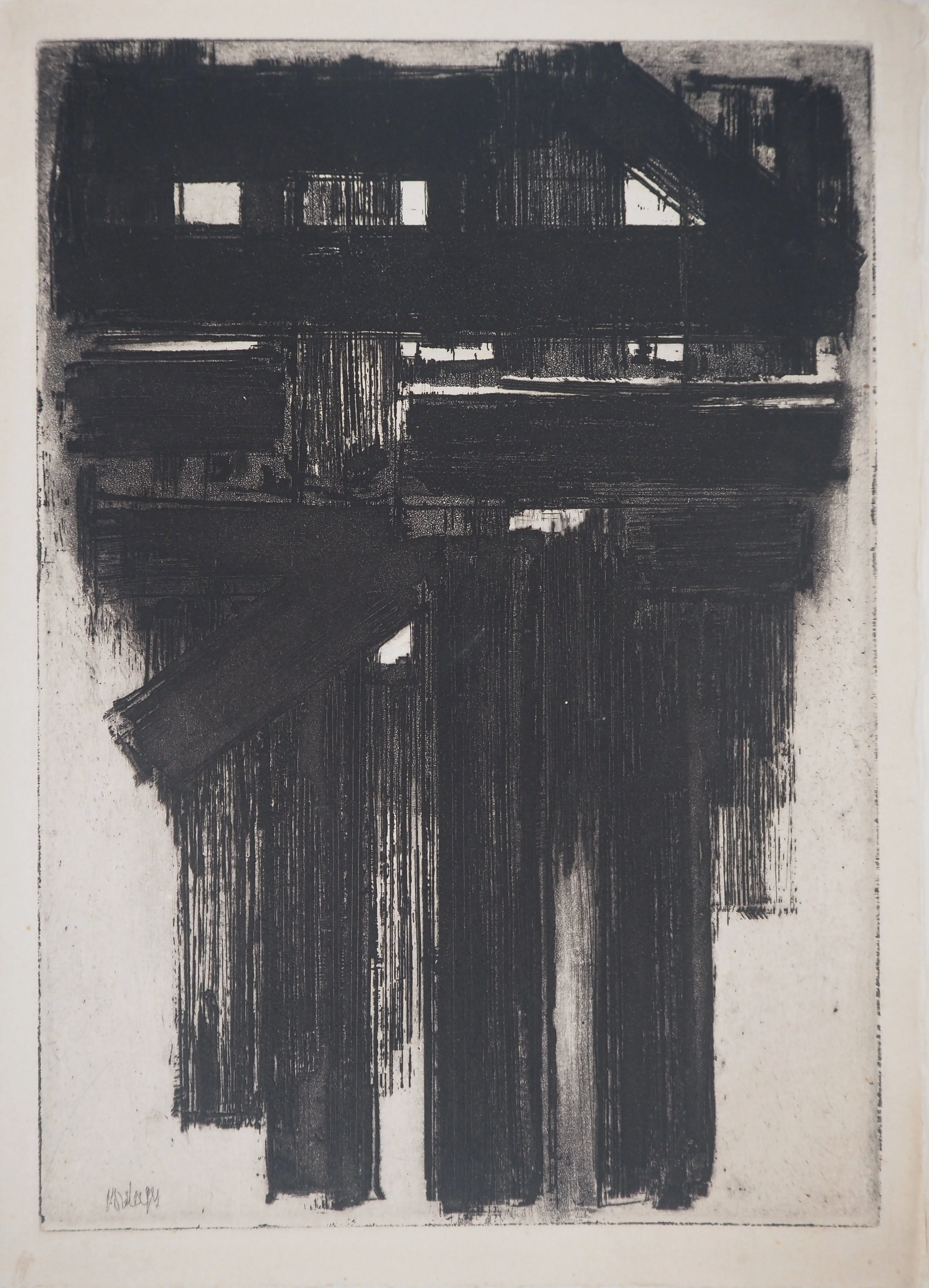 Pierre SOULAGES : Eau Forte n°3, Gravure originale signée