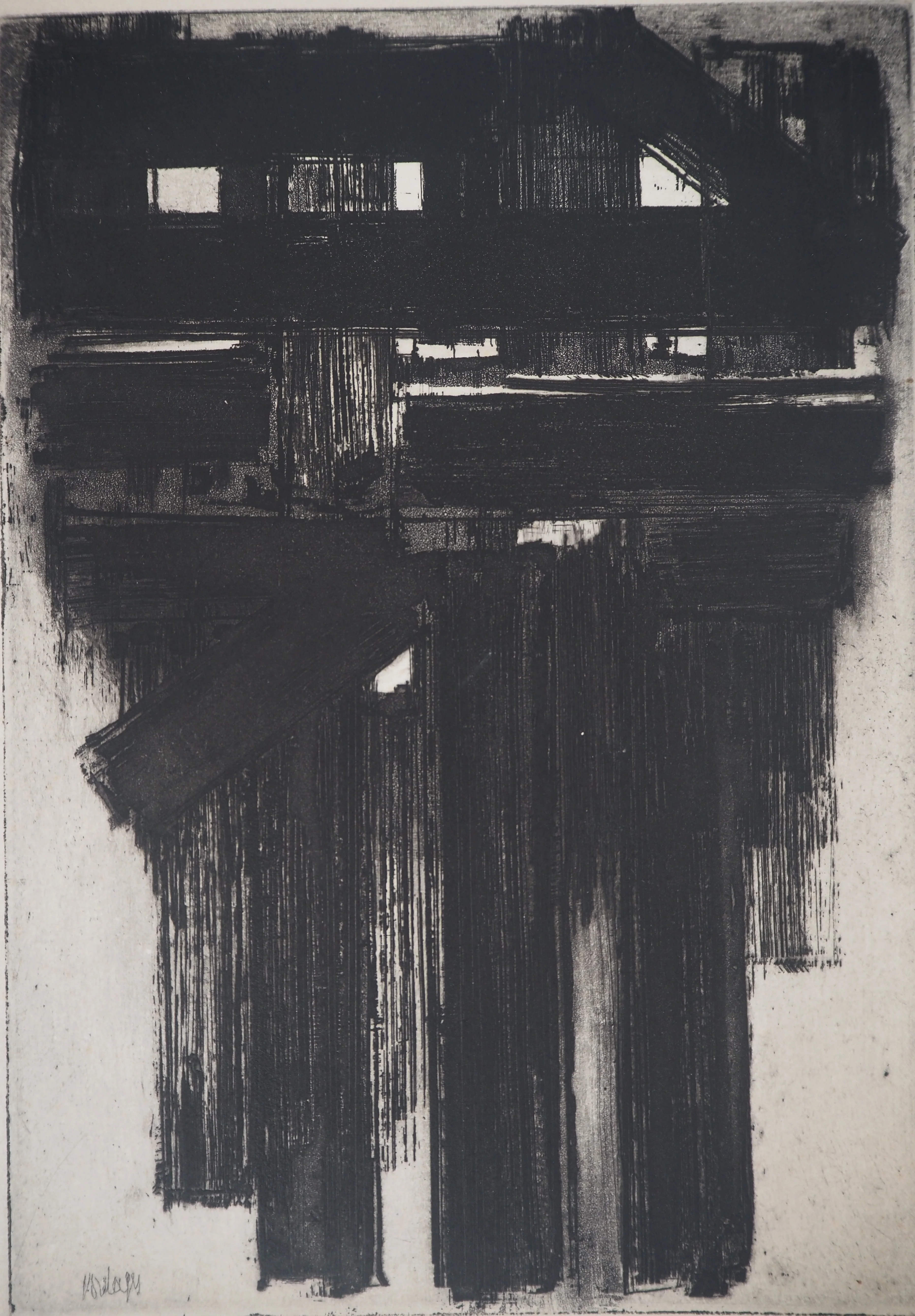 Pierre SOULAGES : Eau Forte n°3, Gravure originale signée - Image 3