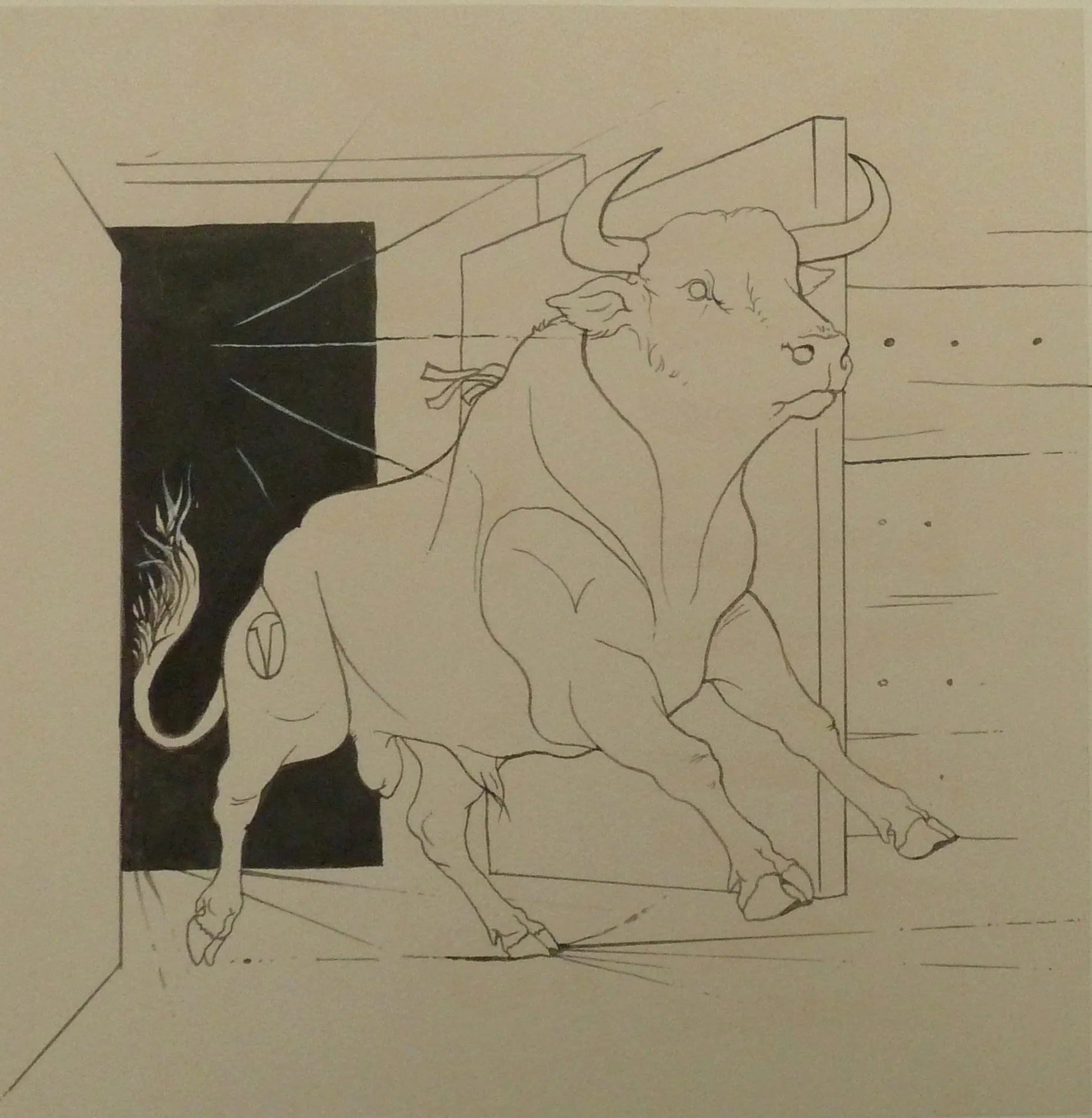Pierre-Yves TREMOIS : La course du taureau, Dessin original