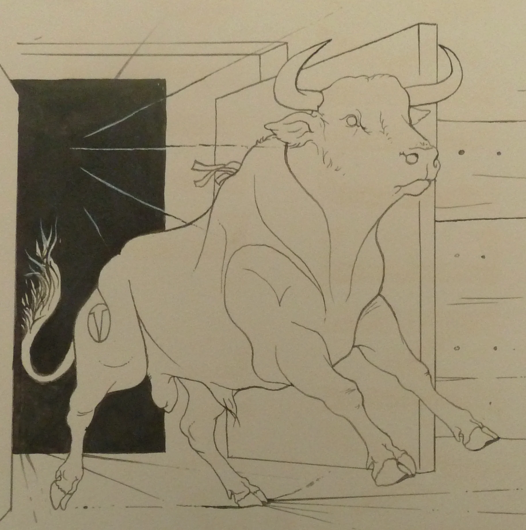 Pierre-Yves TREMOIS : La course du taureau, Dessin original - Image 4