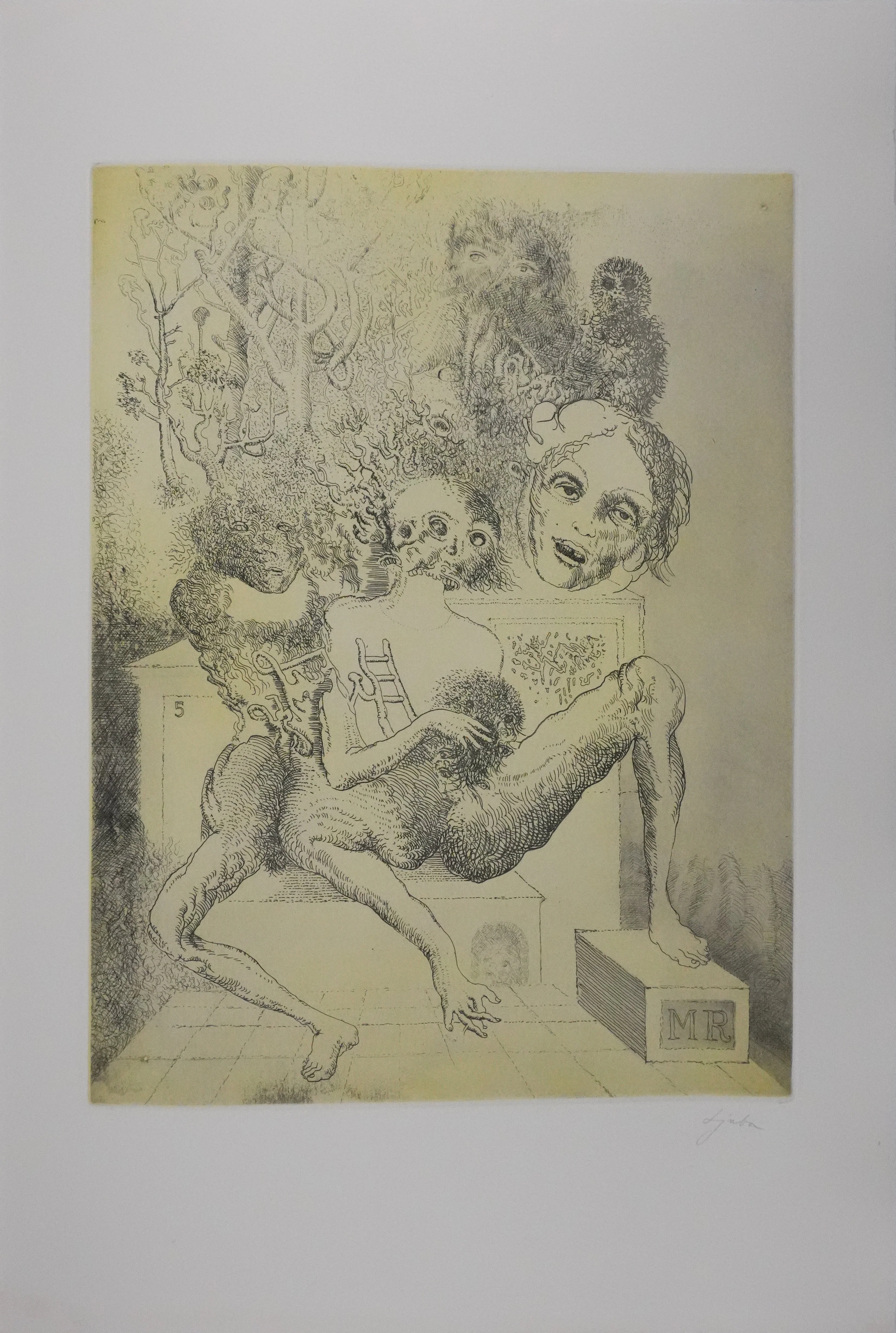 Popovic LJUBA : Dans son parc, Gravure originale signée