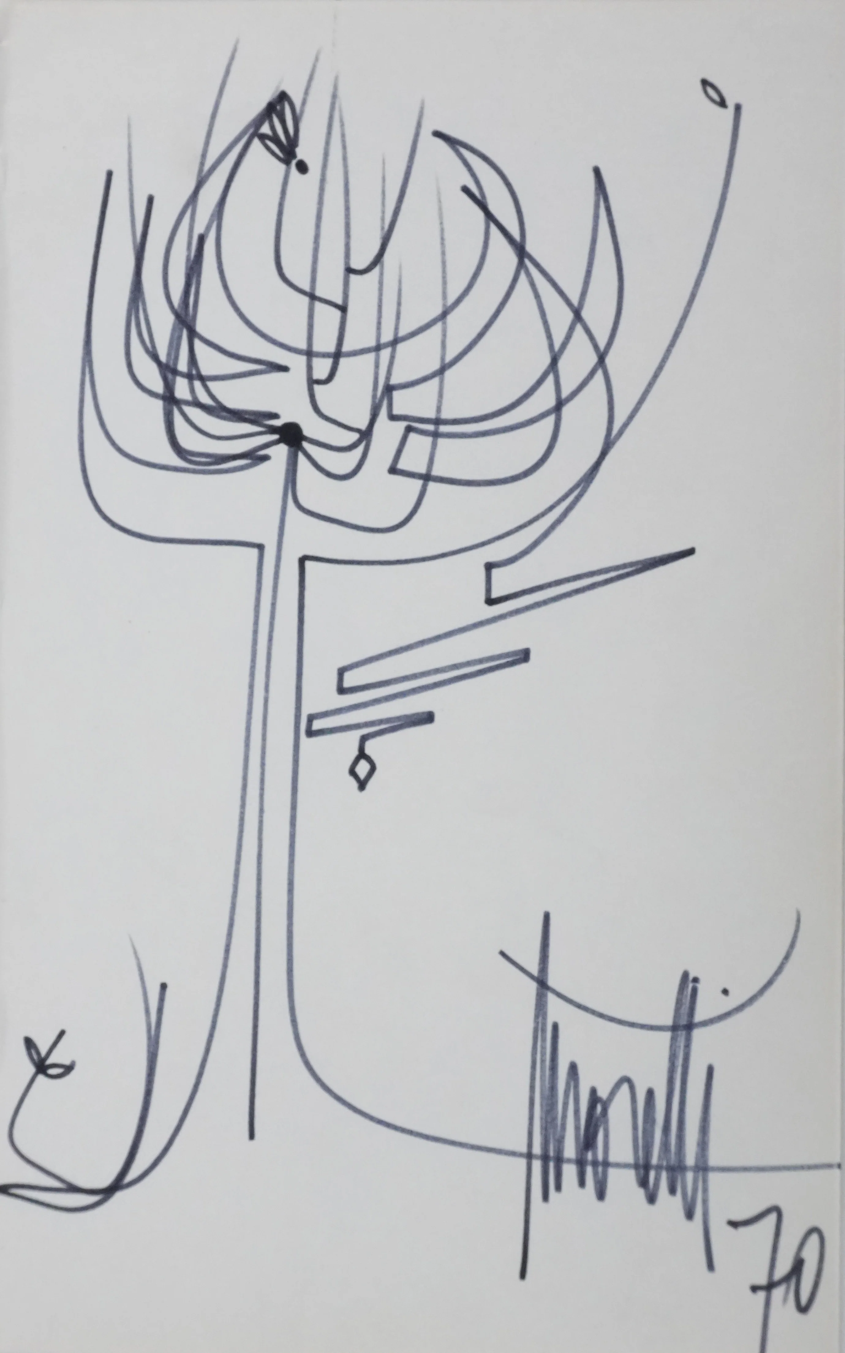 Raymond MORETTI : Le serpent et l'arbre, Dessin original signée