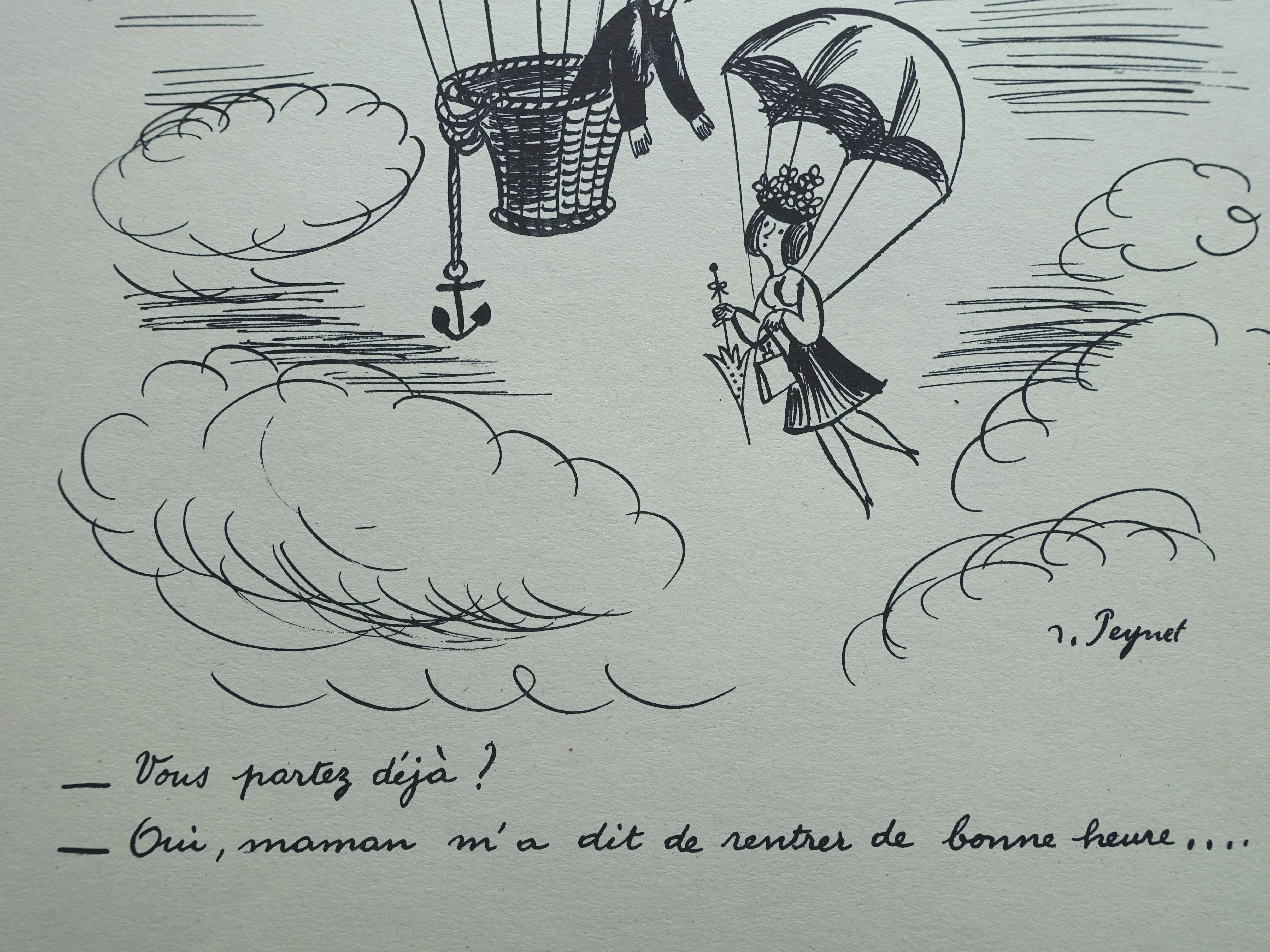 Raymond PEYNET : La Mongolfière, Gravure humoristique signée - Image 6