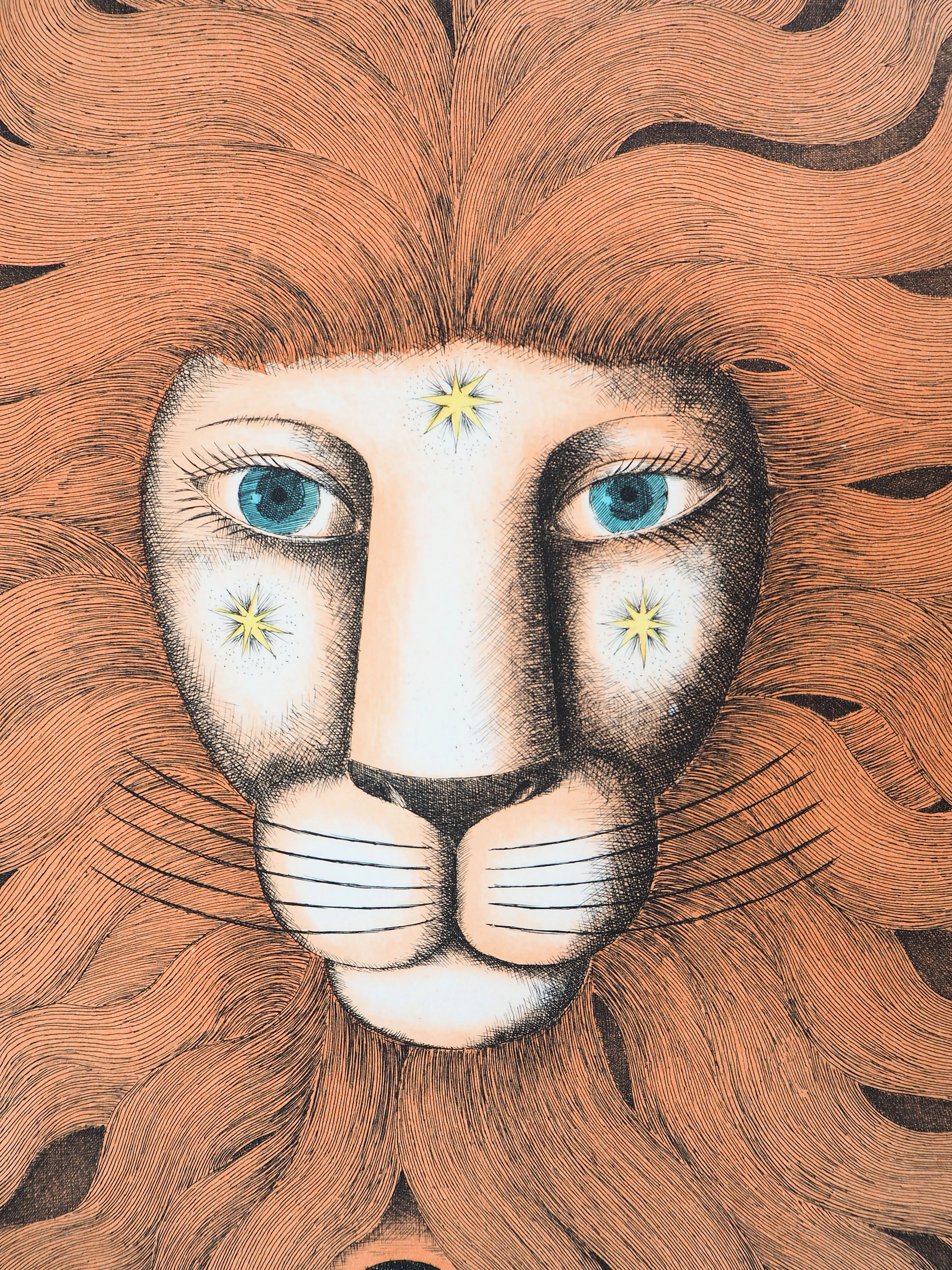 Raymond PEYNET : Zodiaque, le Lion, Gravure originale signée - Image 4