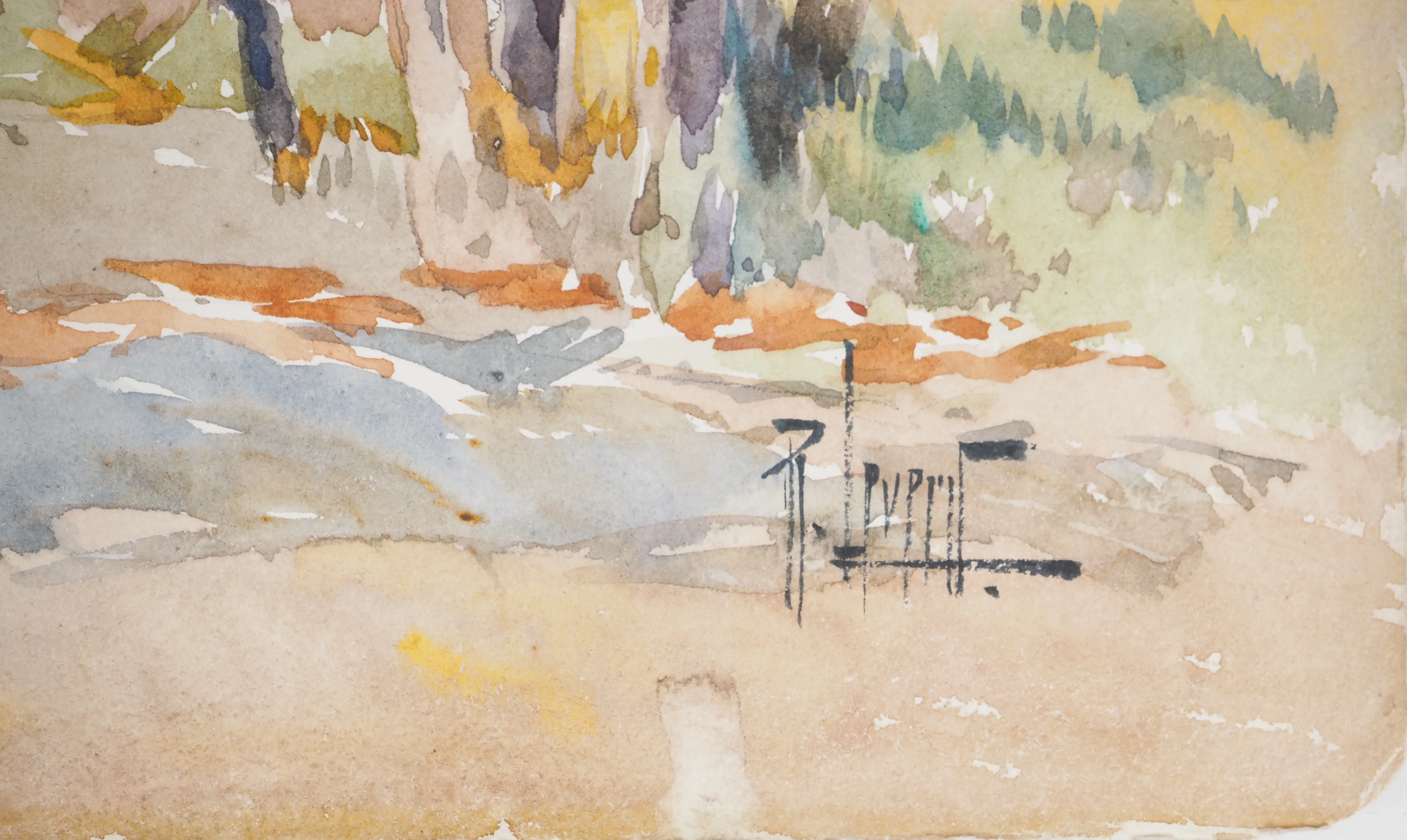 René LEVERD : Les arbres colorés, Aquarelle originale signée - Image 2
