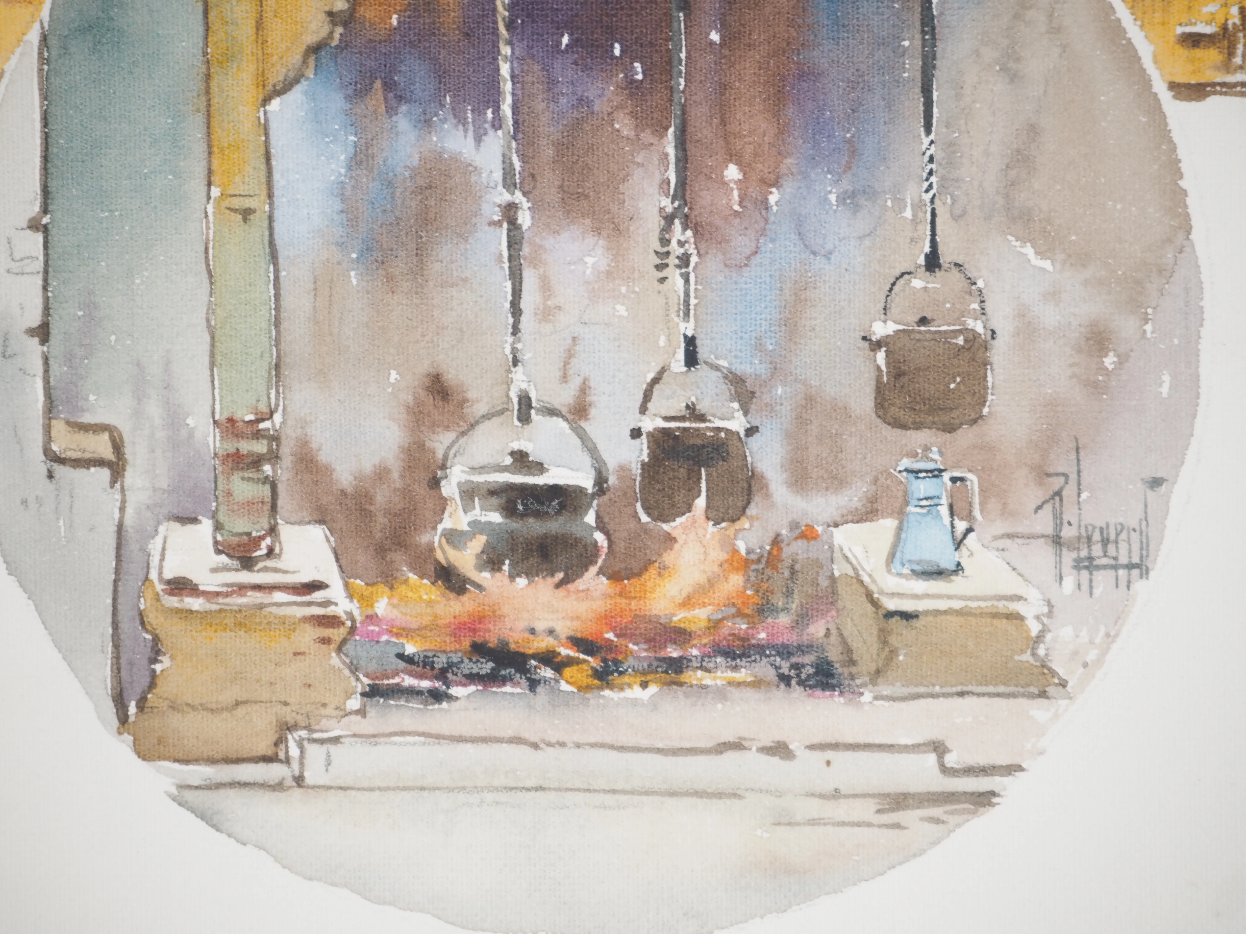 René LEVERD : Suisse, Petit matin au chalet de Lagnau, Aquarelle originale signée - Image 8