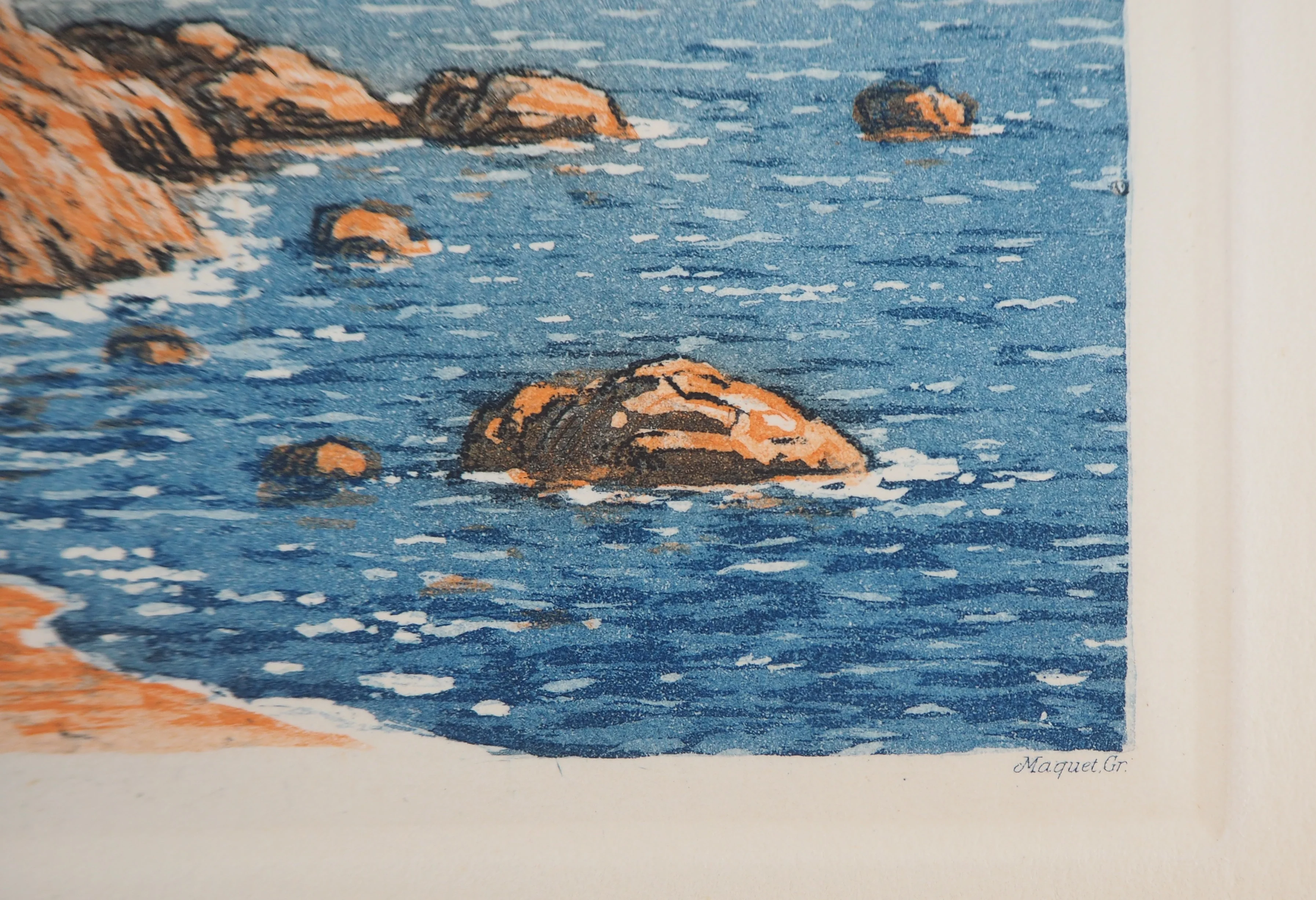 René LIGERON : Méditerranée, Maison en bord de mer, Gravure originale signée - Image 6