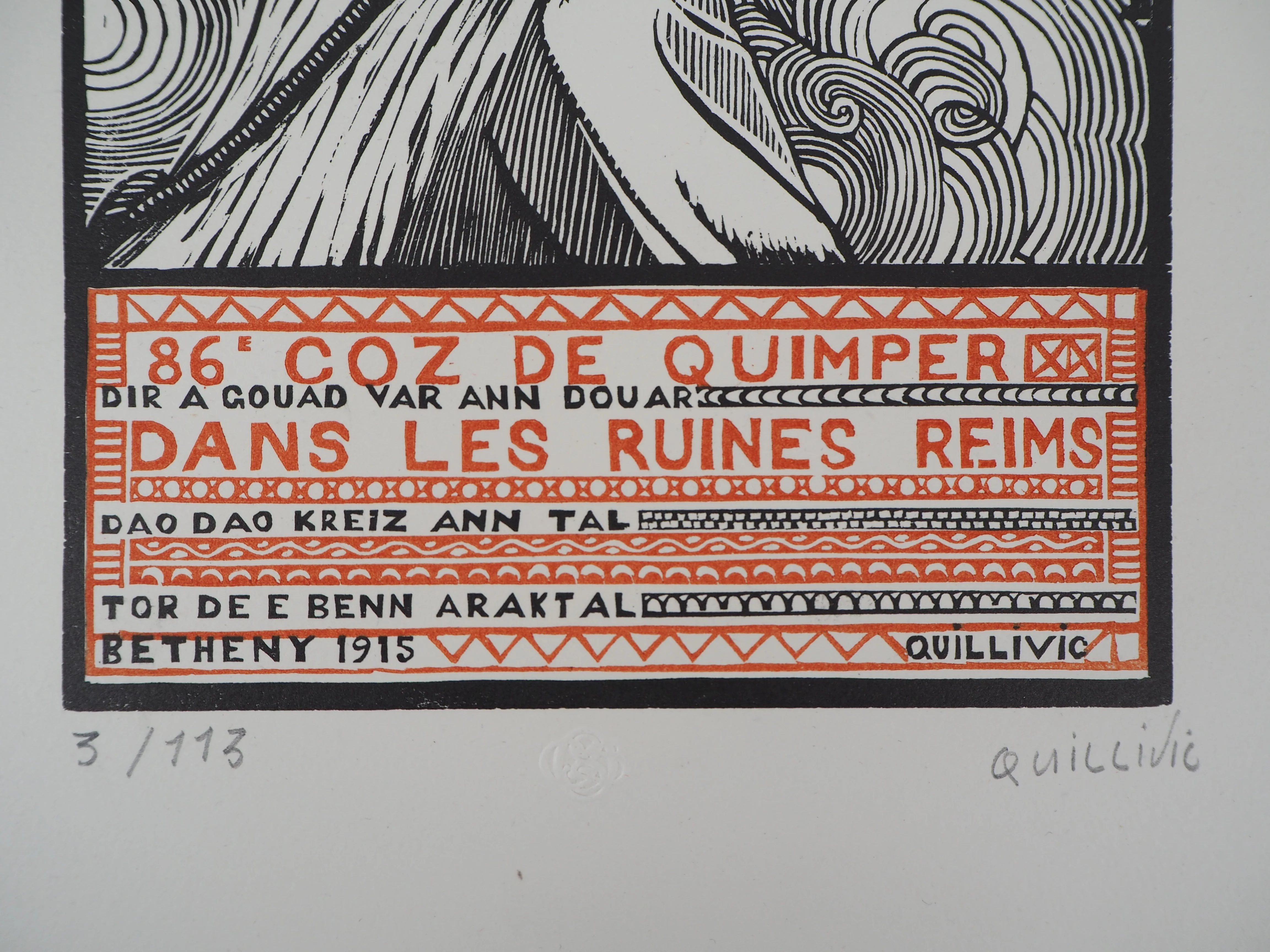 René QUILLIVIC : Soldat de Quimper, Gravure sur bois originale signée - Image 4