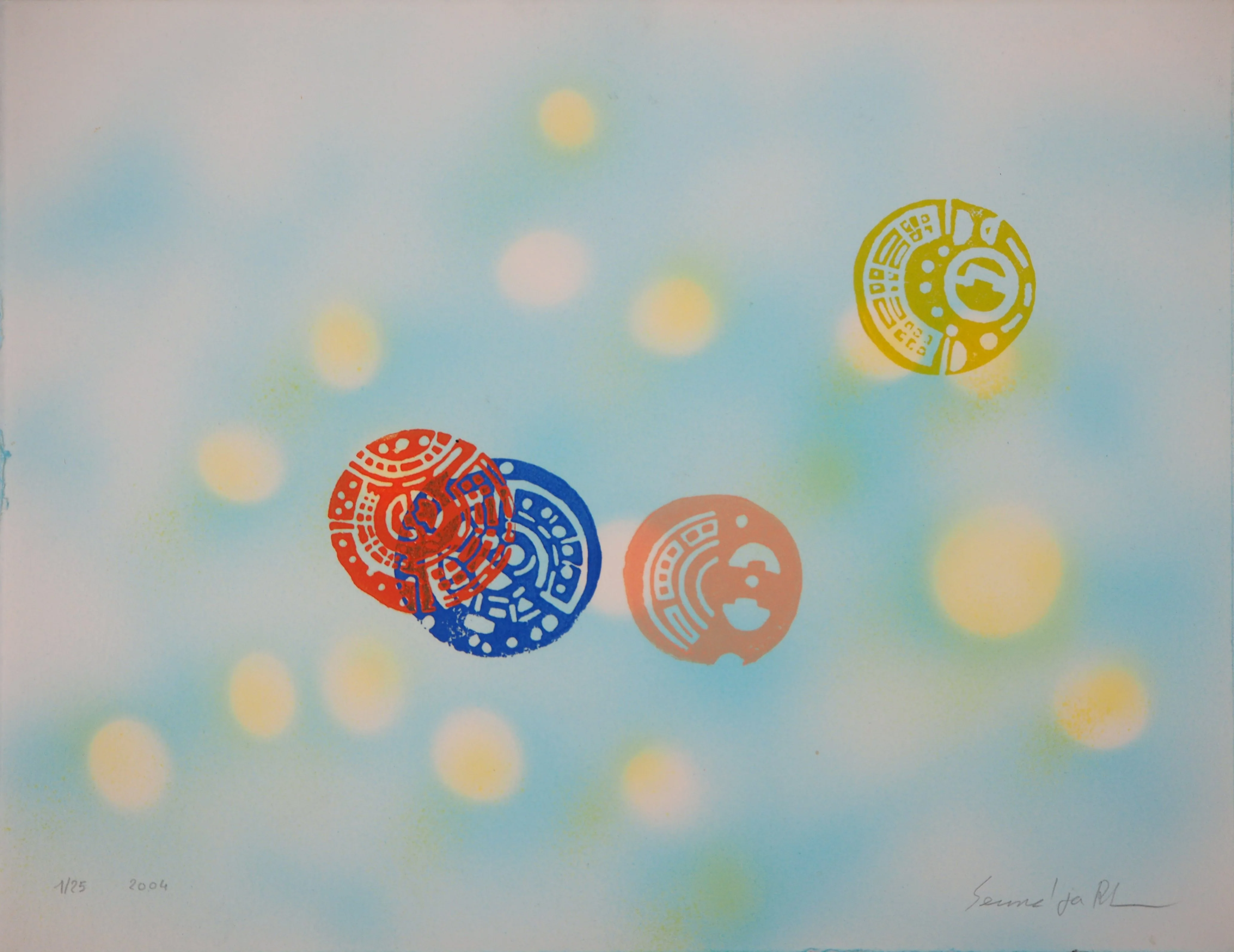 Seund Ja RHEE : Composition stellaire, Lithographie originale signée