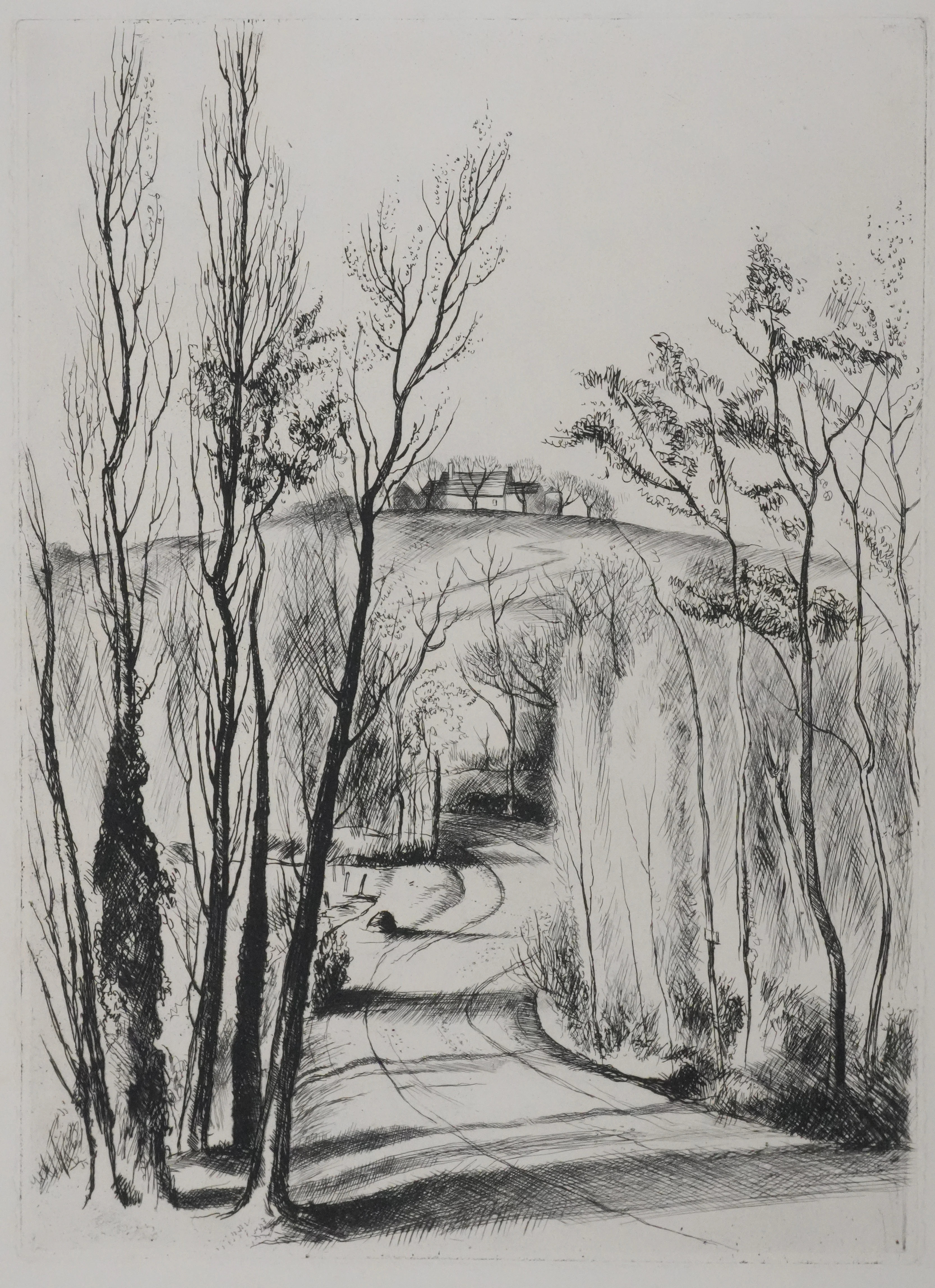 Robert CAMI : Hiver en Dordogne, Gravure originale signée