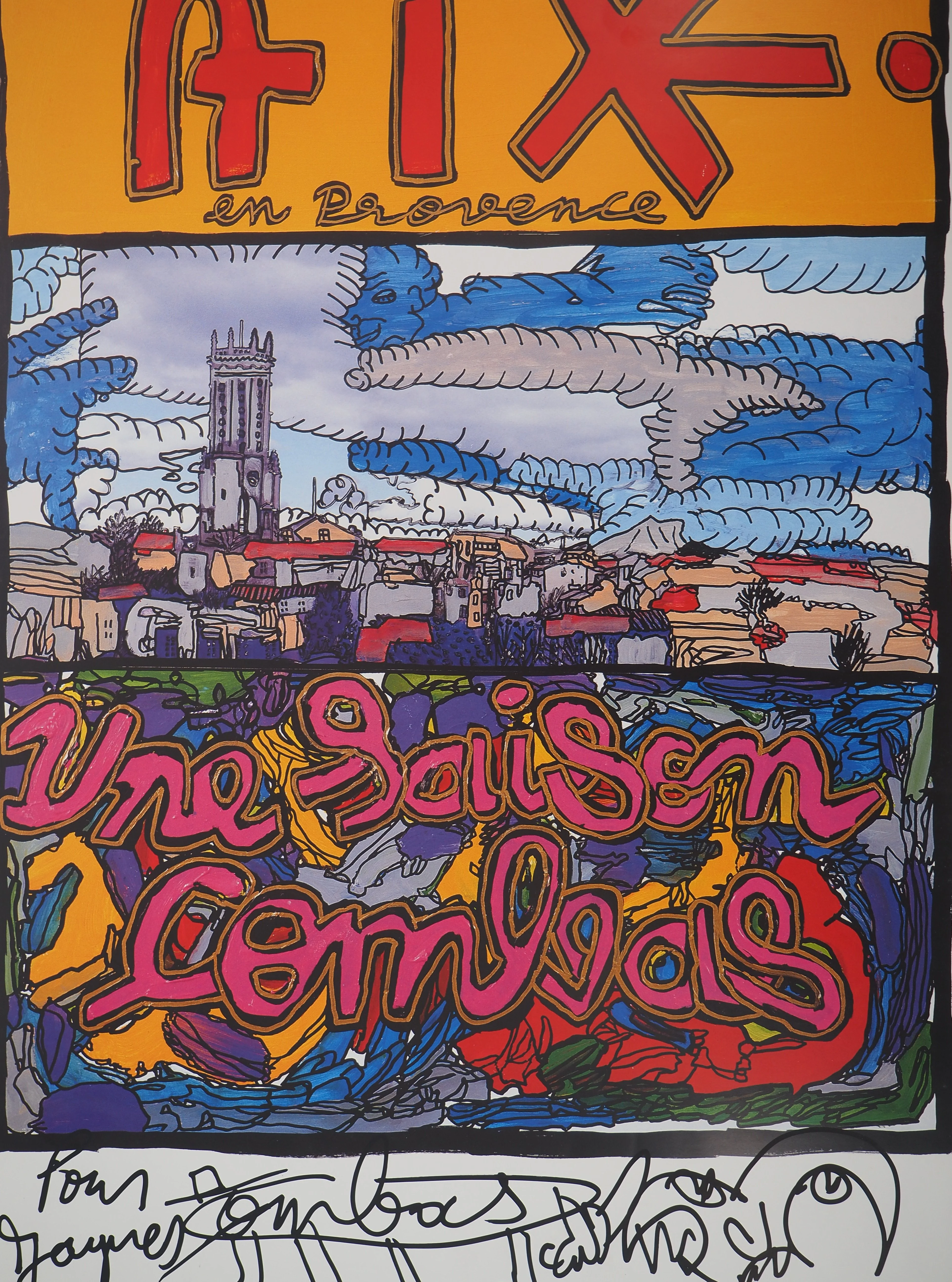 Robert COMBAS : Aix en Provence, Quadrichromie originale signée - Image 2