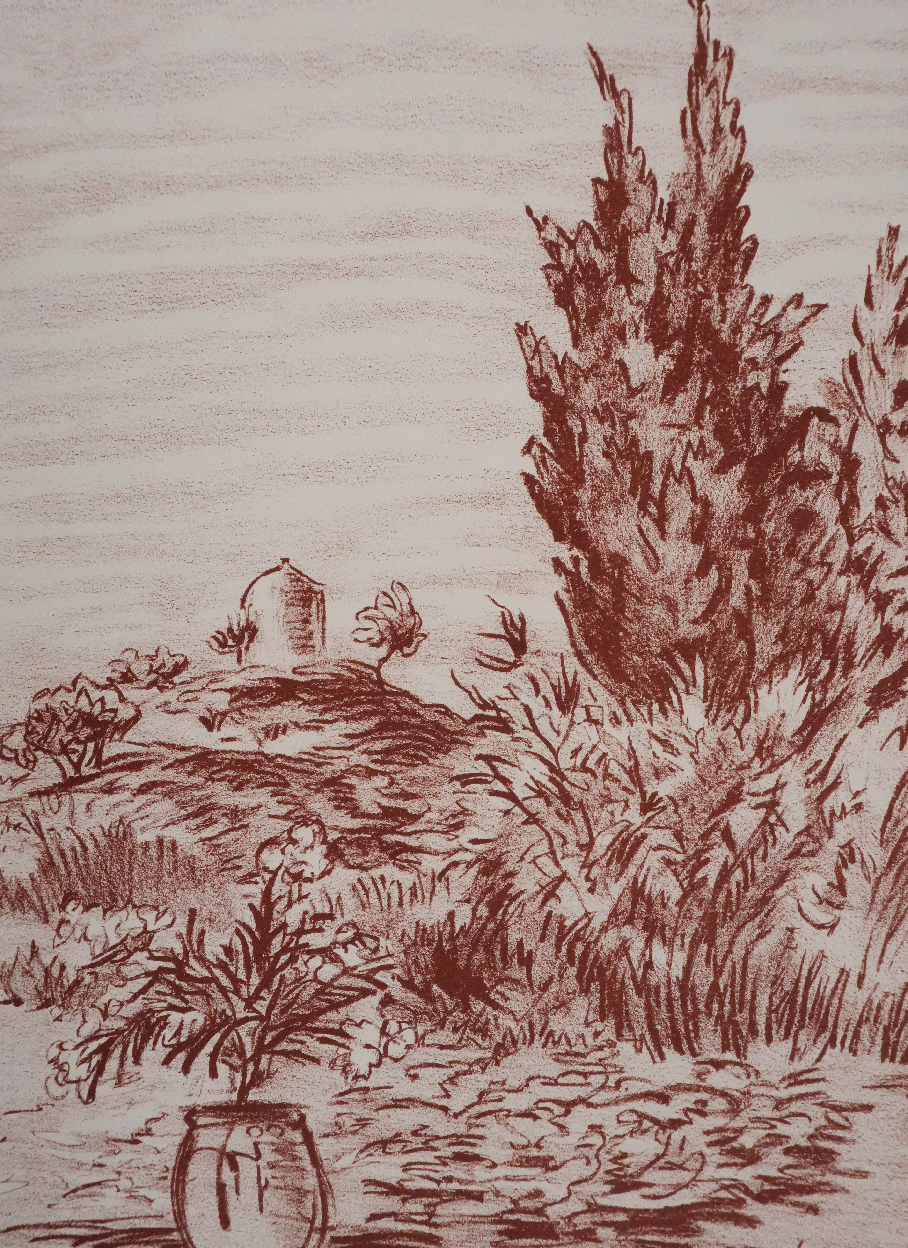 Robert LE VENEUR : Provence, Le moulin (sanguine), Lithographie signée - Image 2
