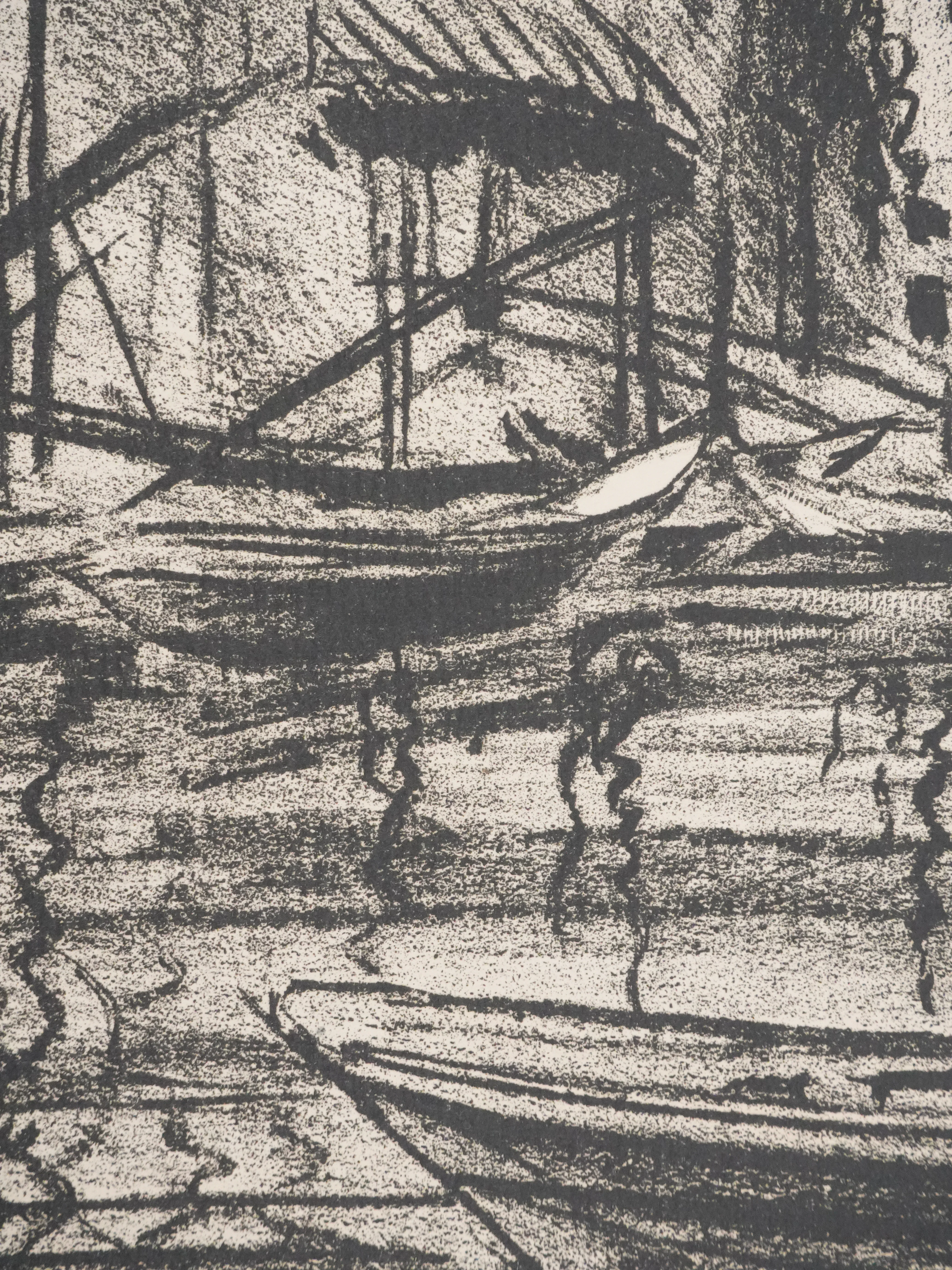 Robert LE VENEUR : Provence, L'église Sainte-Madeleine de Martigues (noir), Lithographie signée - Image 4