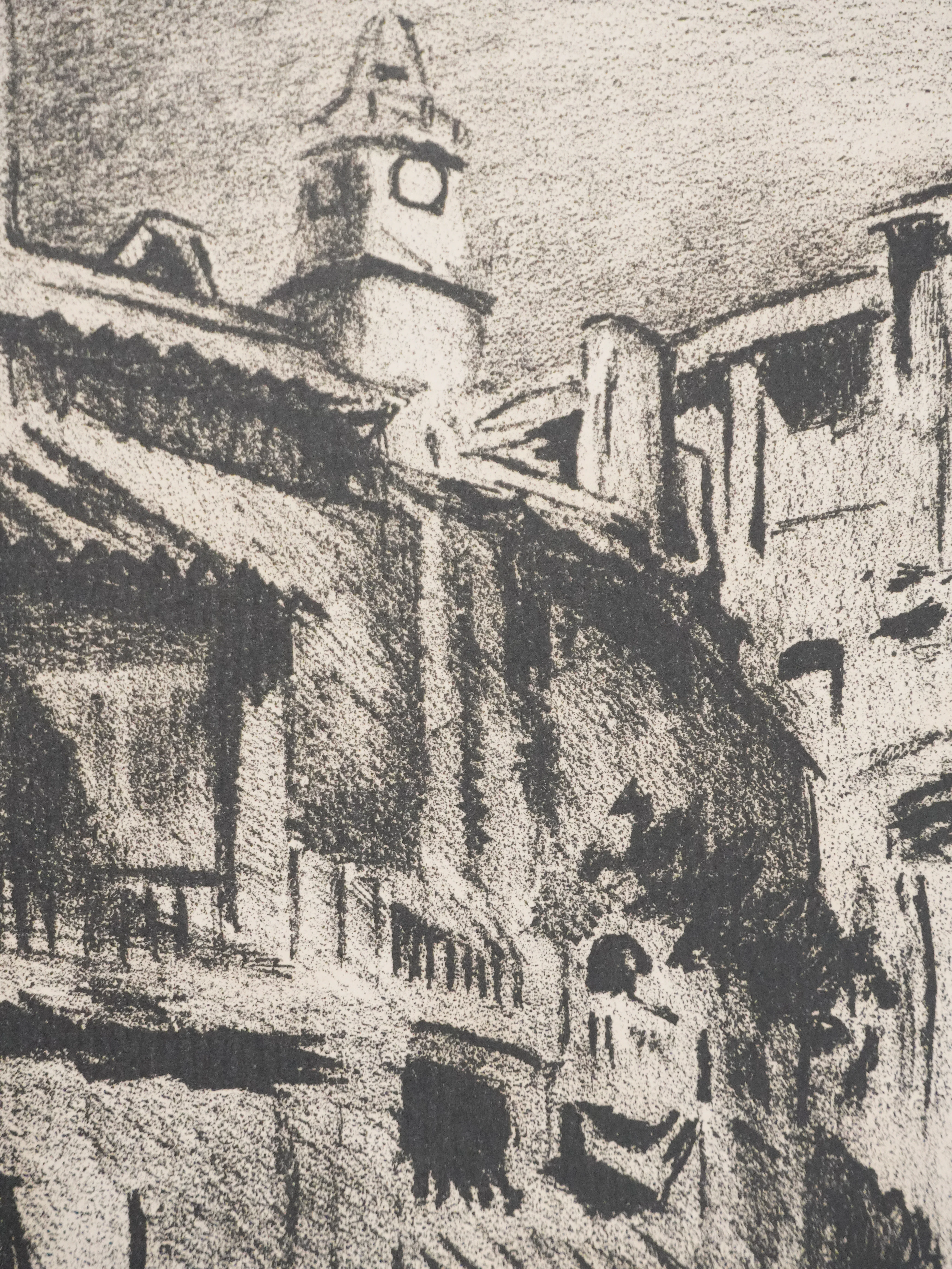 Robert LE VENEUR : Provence, L'église Sainte-Madeleine de Martigues (noir), Lithographie signée - Image 5