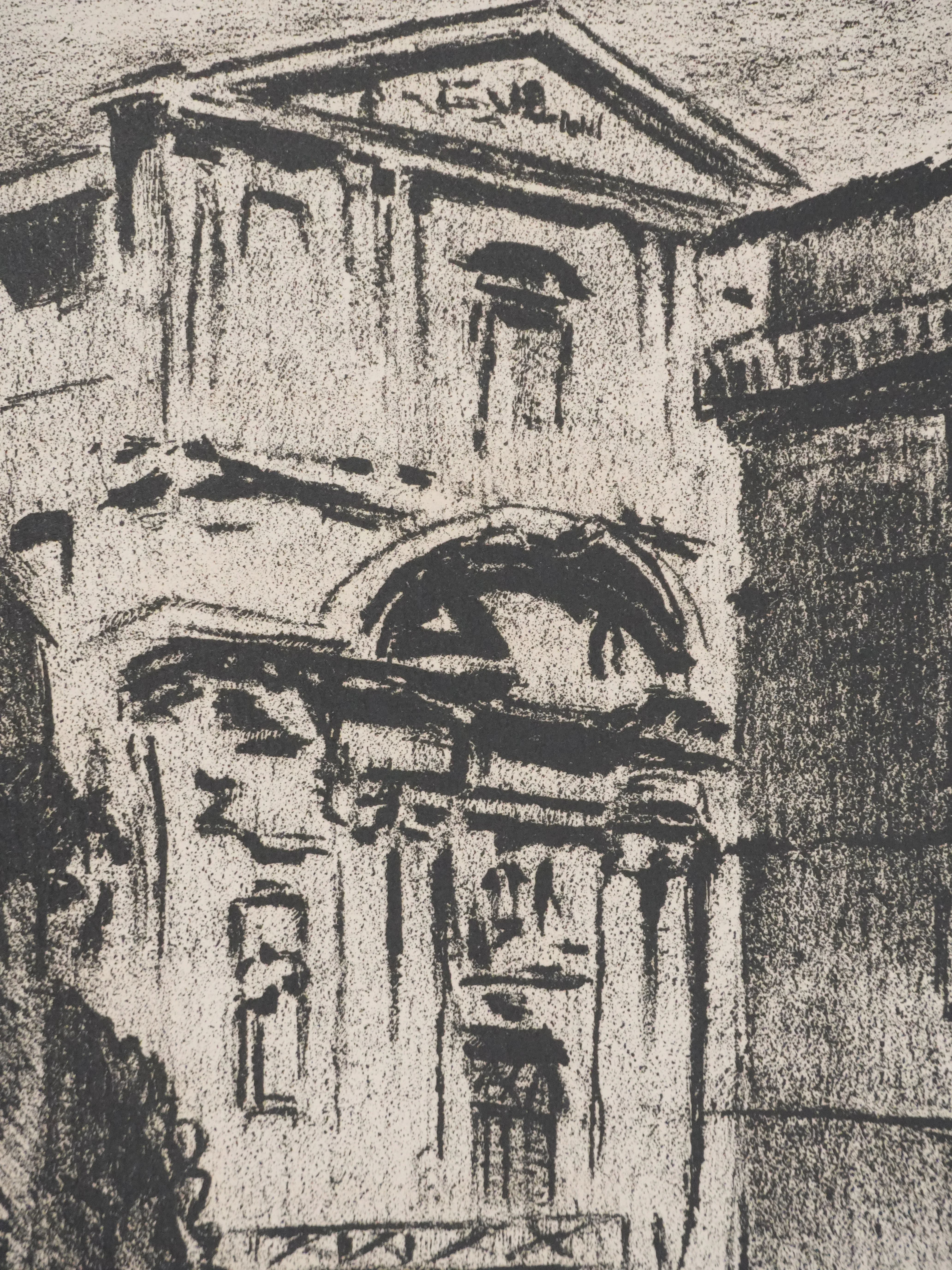 Robert LE VENEUR : Provence, L'église Sainte-Madeleine de Martigues (noir), Lithographie signée - Image 6