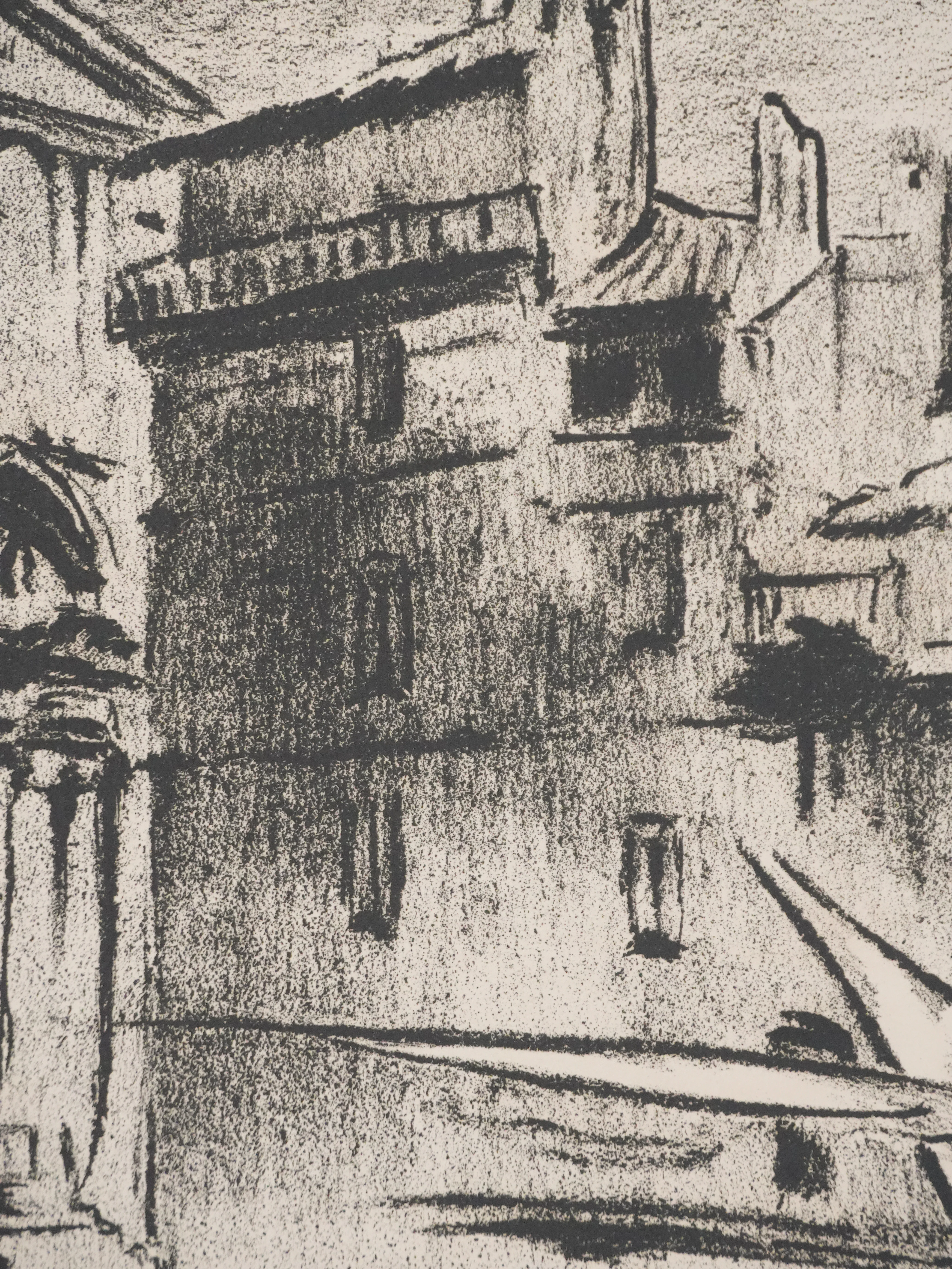Robert LE VENEUR : Provence, L'église Sainte-Madeleine de Martigues (noir), Lithographie signée - Image 7