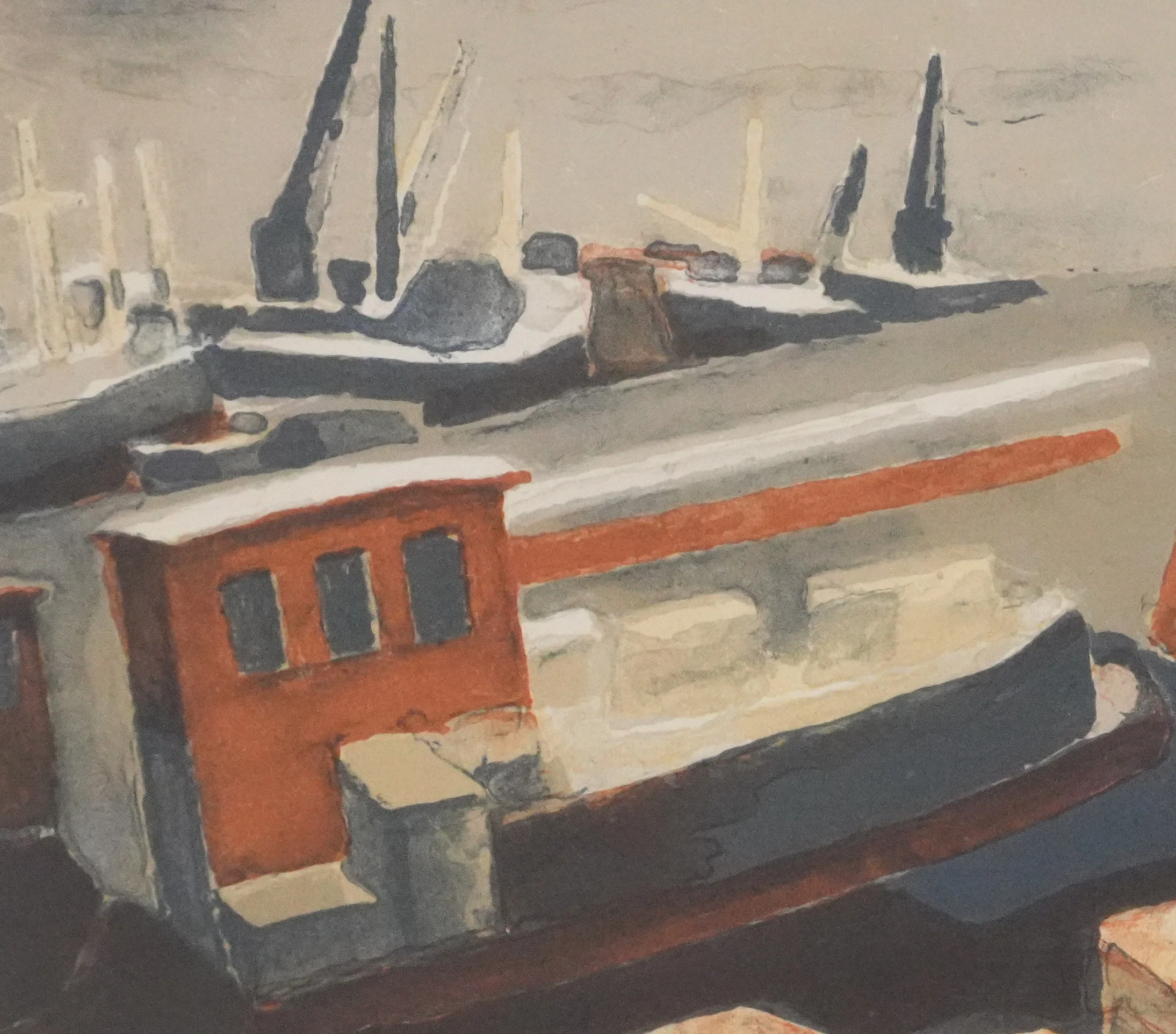 Robert LOTIRON : Sur le port, Lithographie originale signée - Image 5