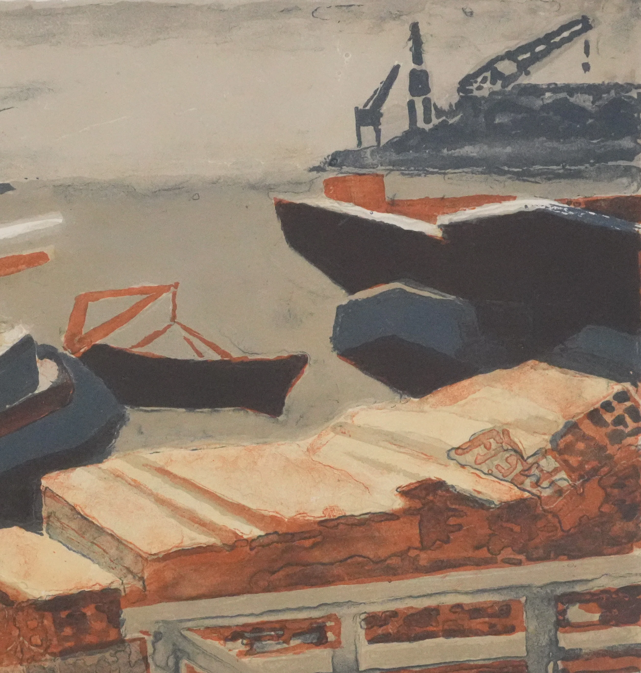 Robert LOTIRON : Sur le port, Lithographie originale signée - Image 6
