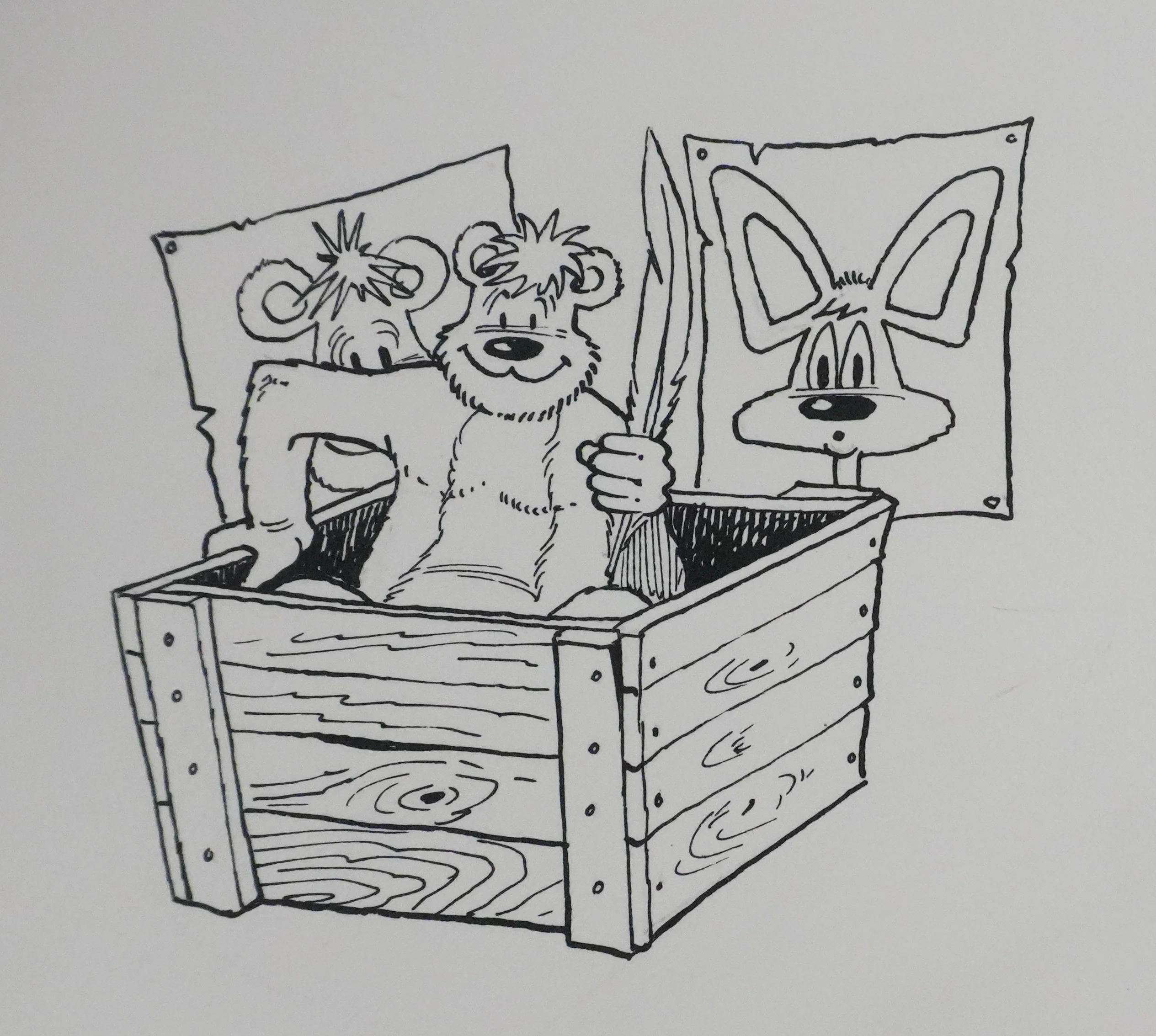 Roger BUSSEMEY : Nestor dans une caisse en bois, Dessin original - Image 6