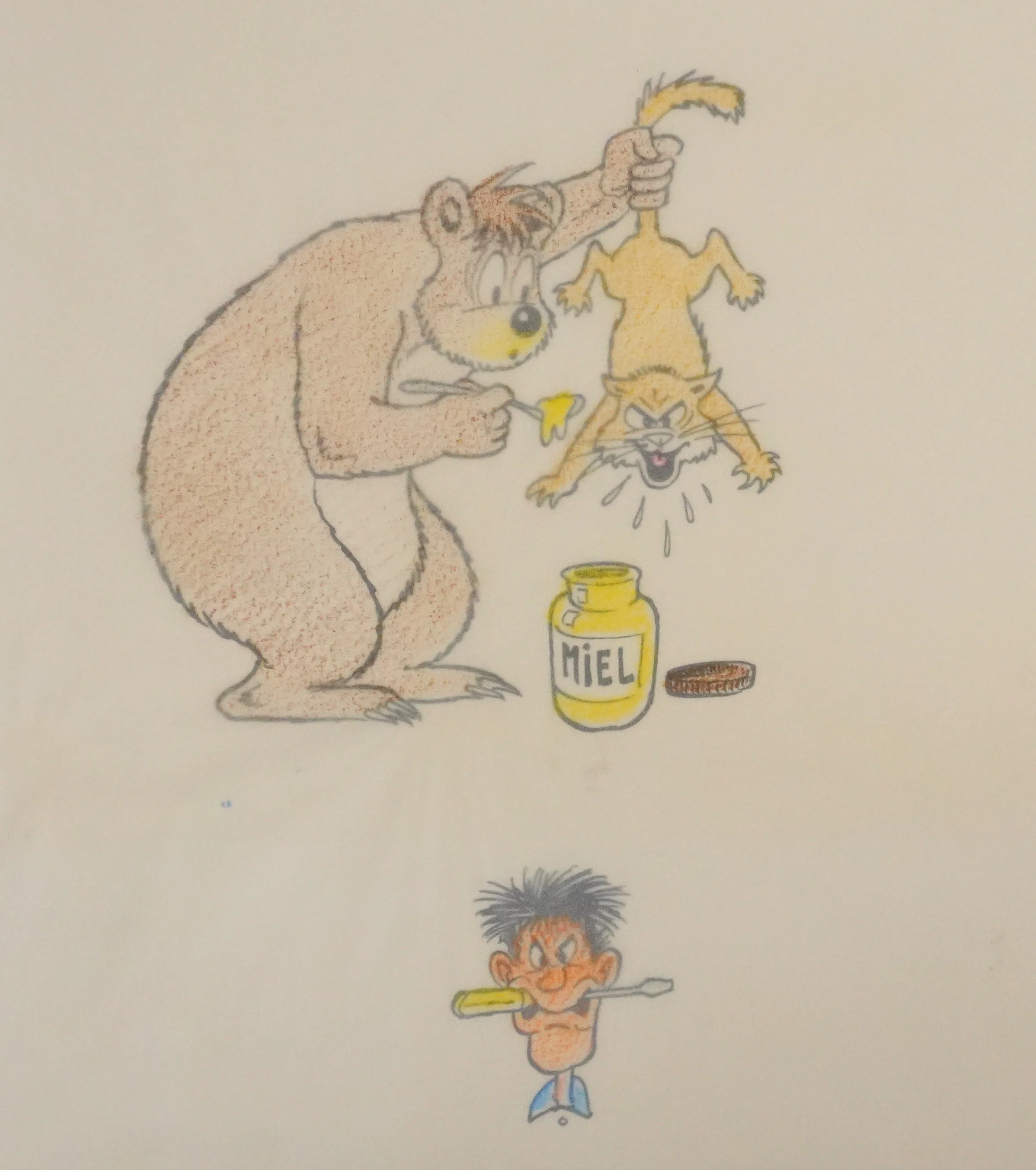 Roger BUSSEMEY : Nestor donne son miel, Dessin original - Image 2