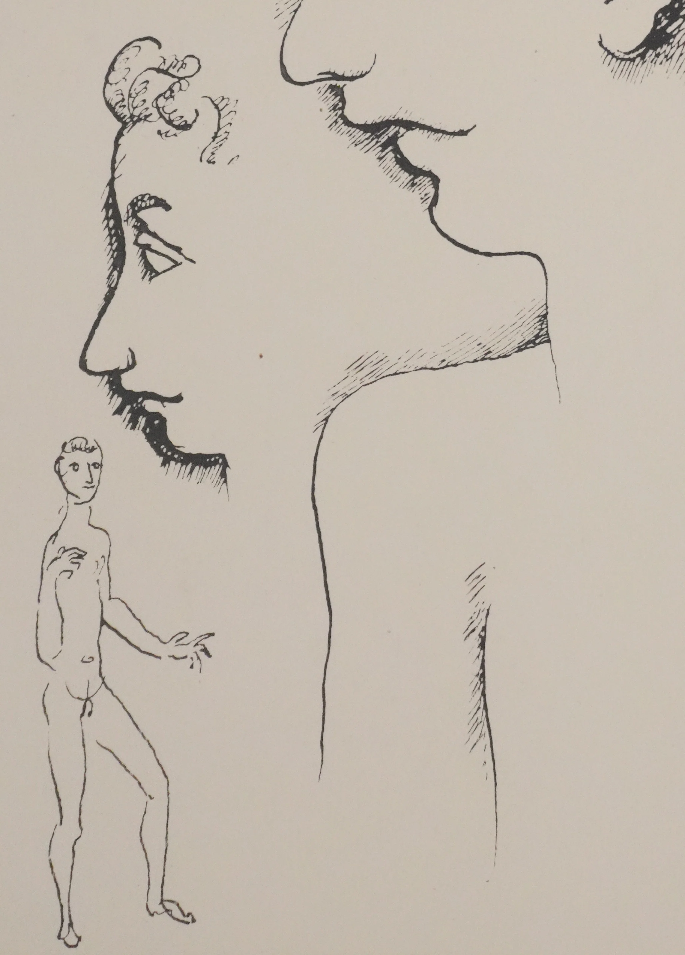 Roger de la FRESNAYE : Essais pour un profil d'homme, Lithographie - Image 2