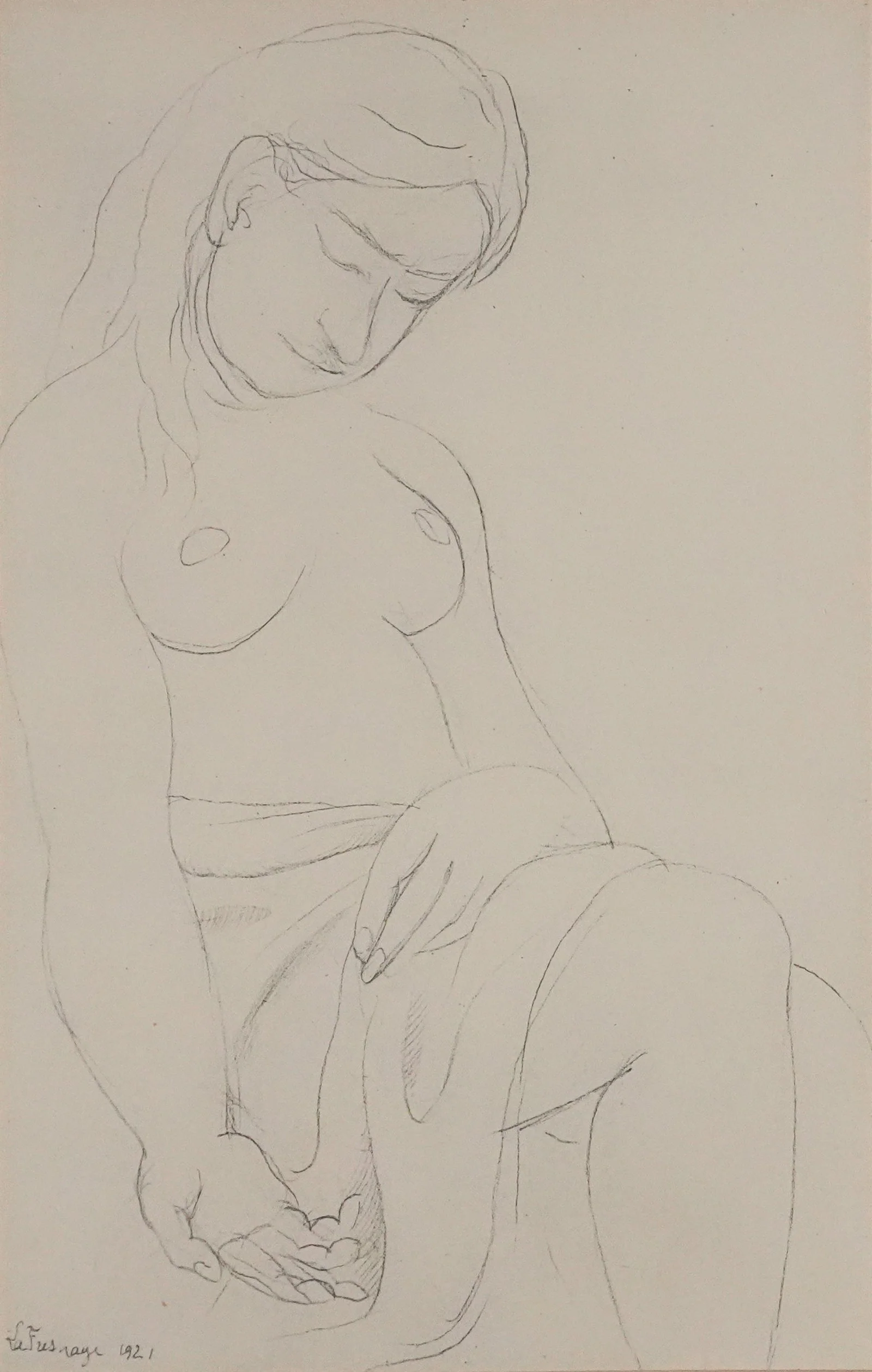 Roger de la FRESNAYE : Femme à la toge, Lithographie signée