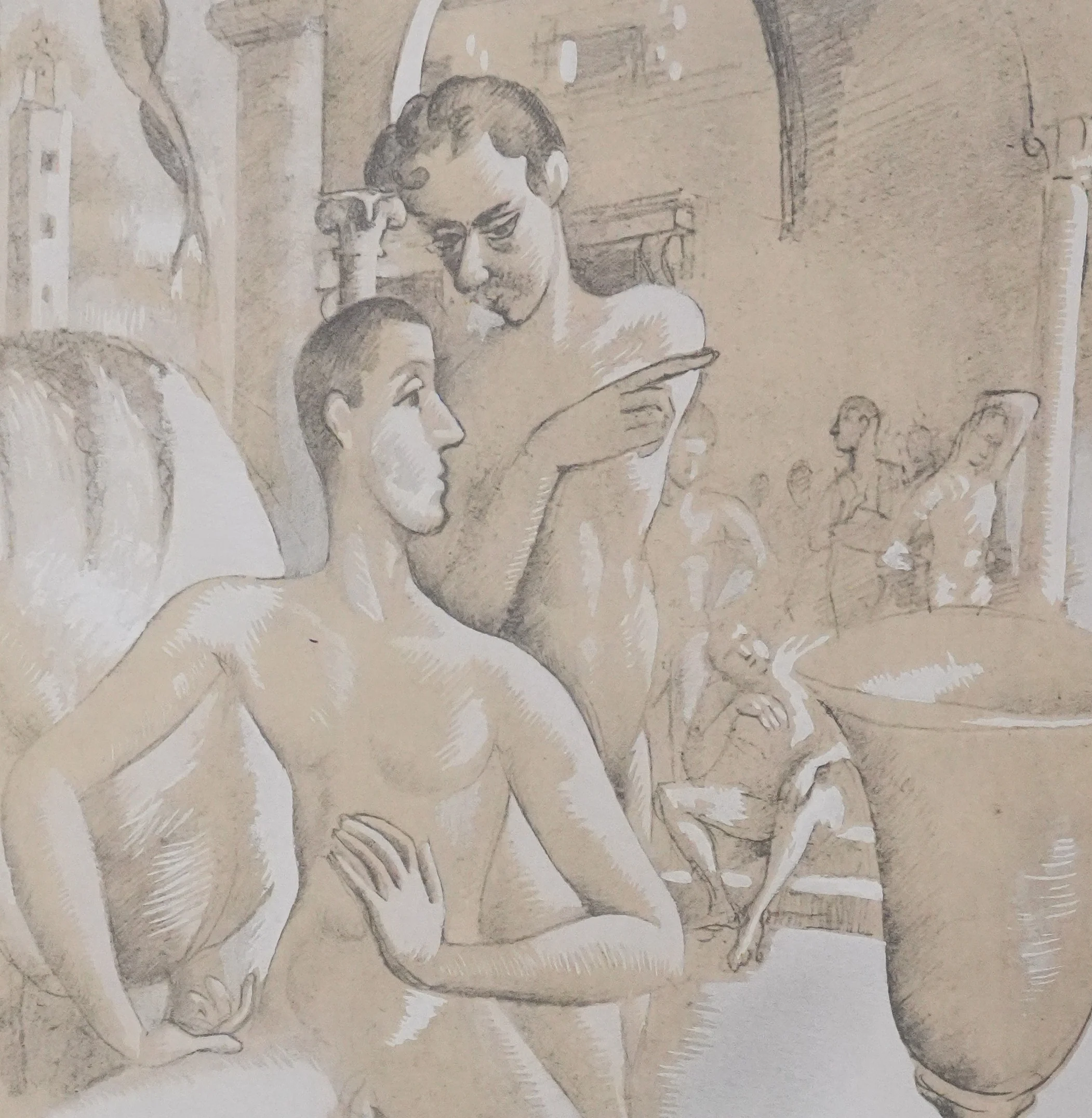 Roger de la FRESNAYE : Cheval et silhouettes masculines, Lithographie signée - Image 5