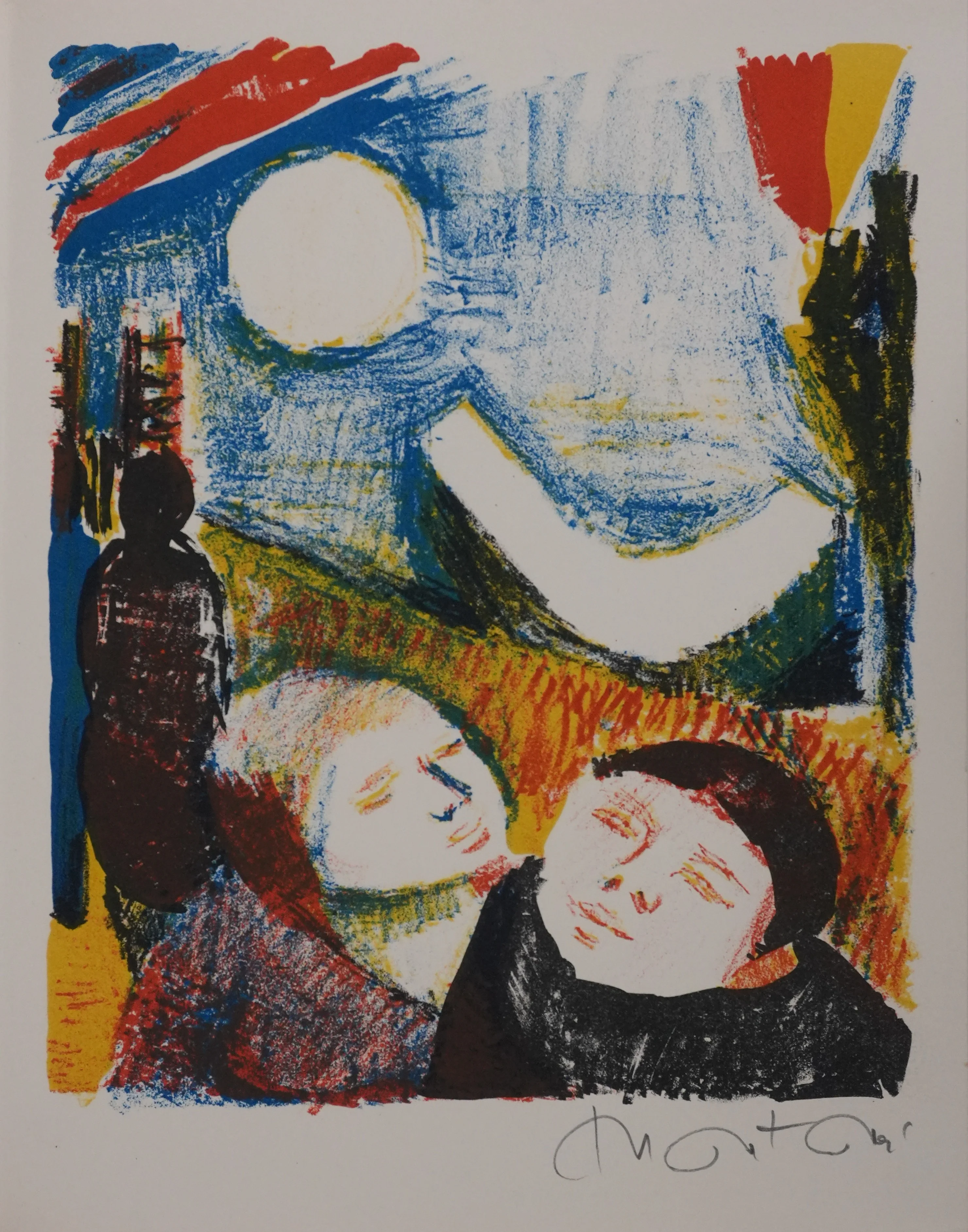 Roger MONTANE : Les enfants rêveurs, Lithographie originale signée